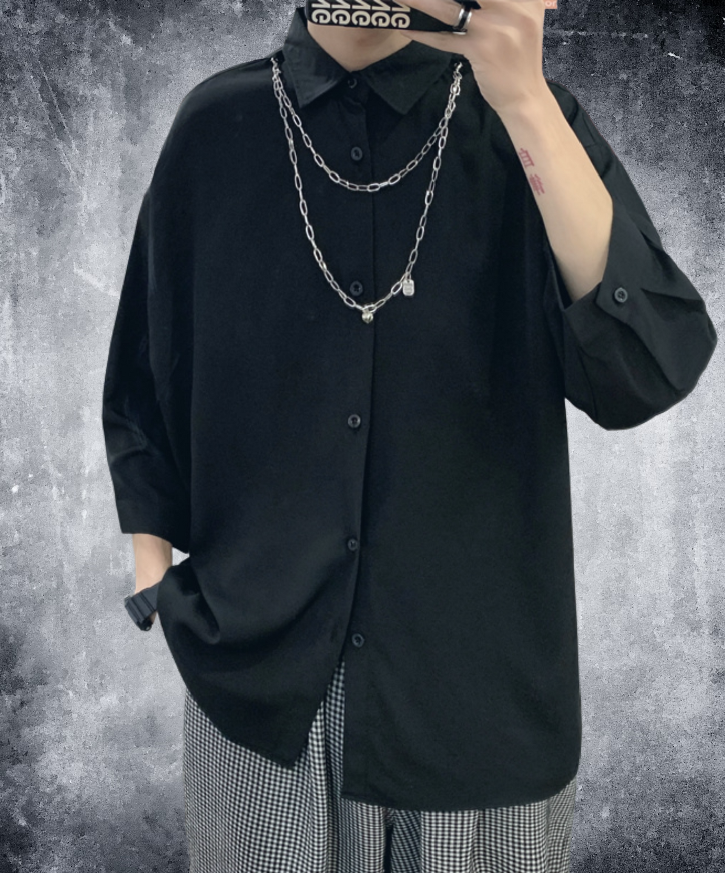 【style32】dark mode outfit set EN1093（ shirt + pants set）