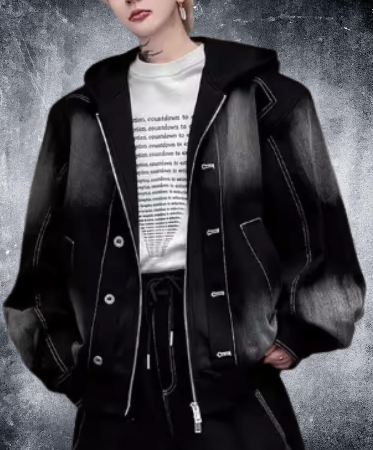 american retro patchwork denim hoodie EN2717