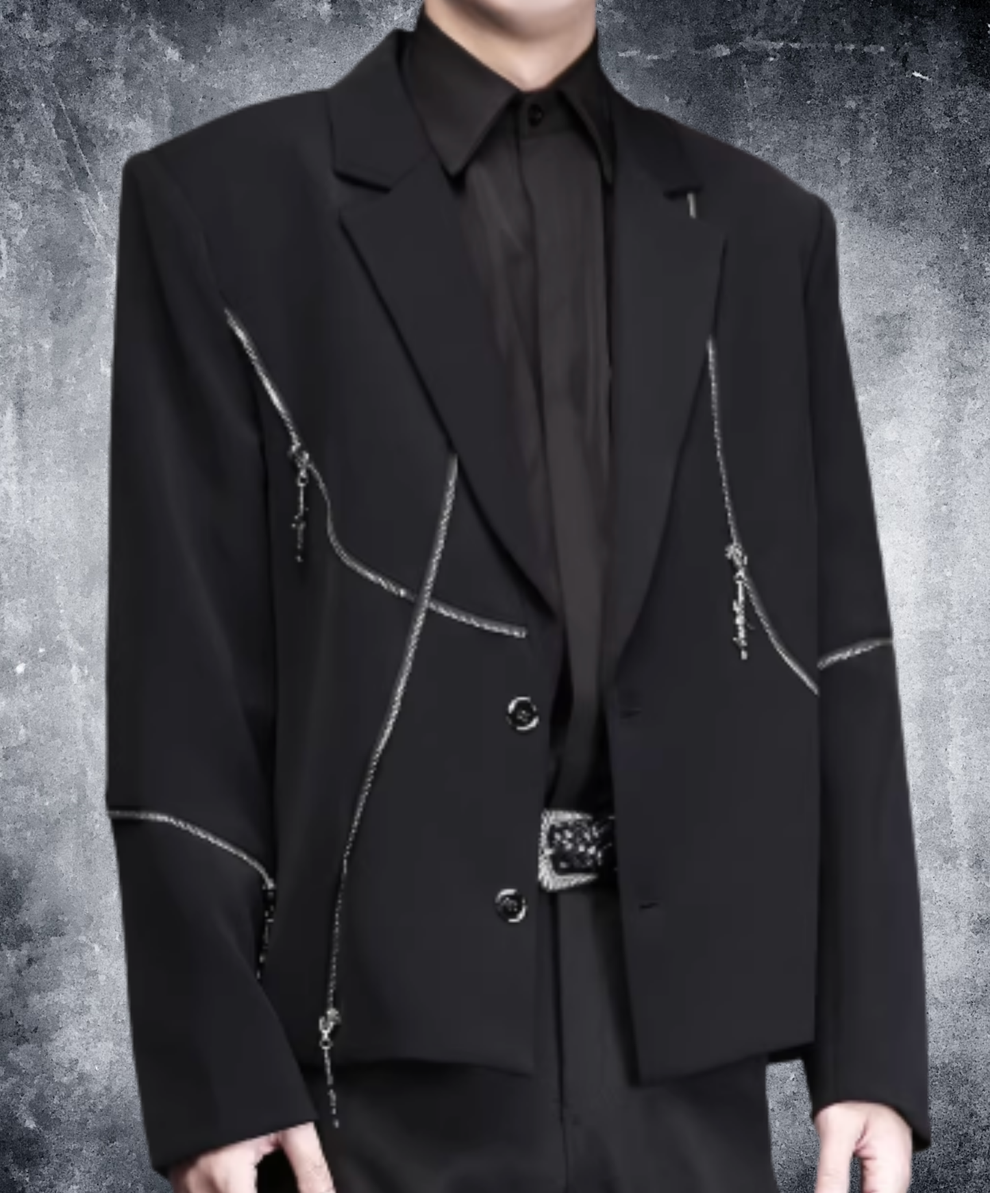 punk style asymmetrical zipper jacket EN2801