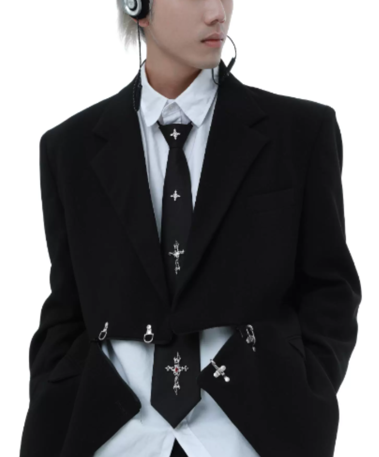 cross-shaped motif one-touch necktie EN2896