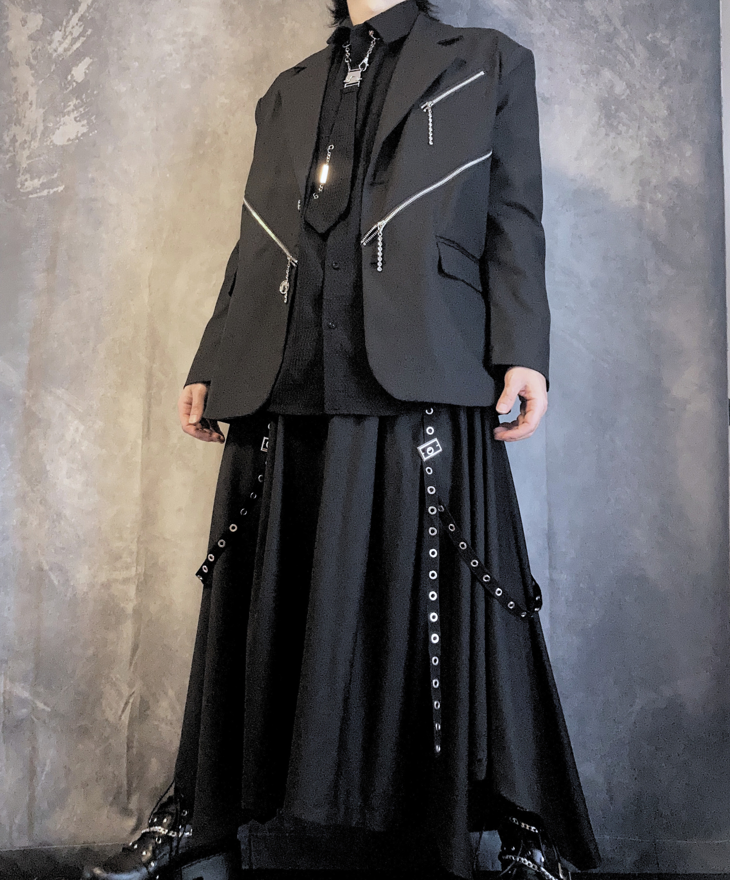 【style79】dark mode outfit set EN2535（jacket + shirt + pants set）