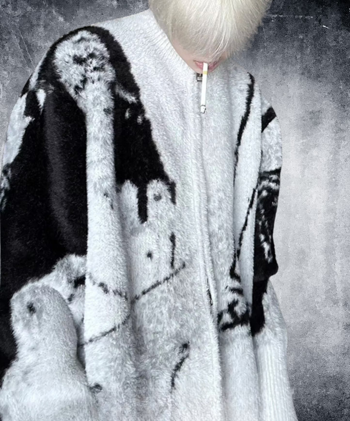 retro gradient double zipper sweater EN2516