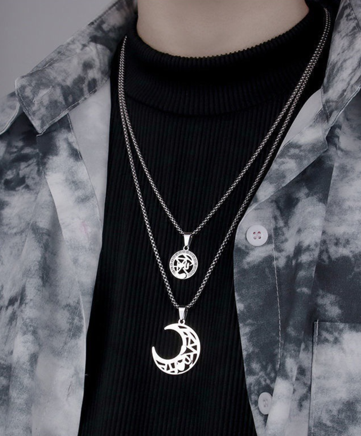 【style112】dark mode outfit set EN3263（shirt + pants + necklace + boots set）