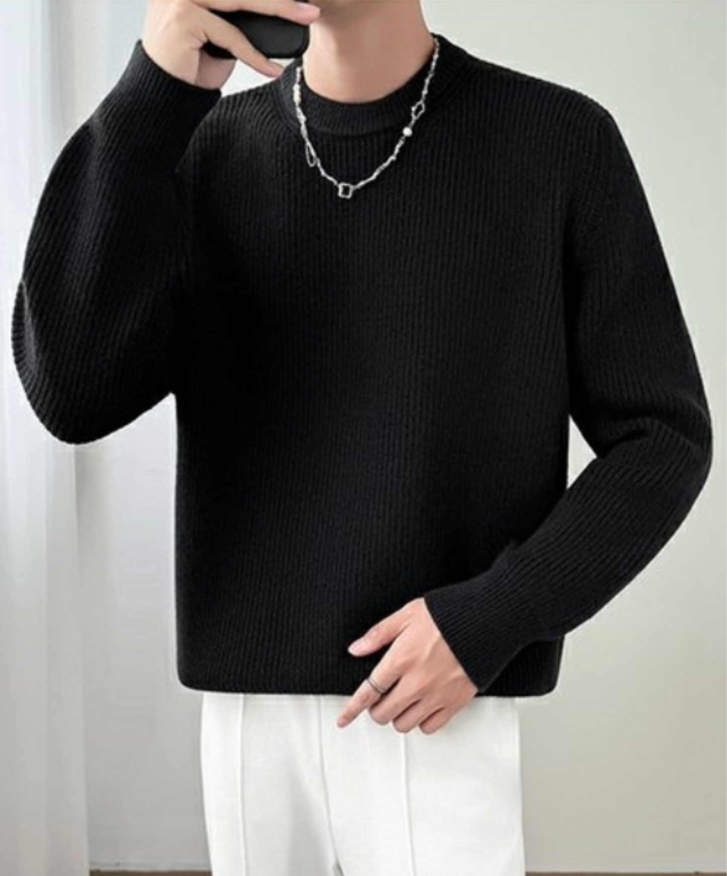 chunky knit crew neck sweater EN2542