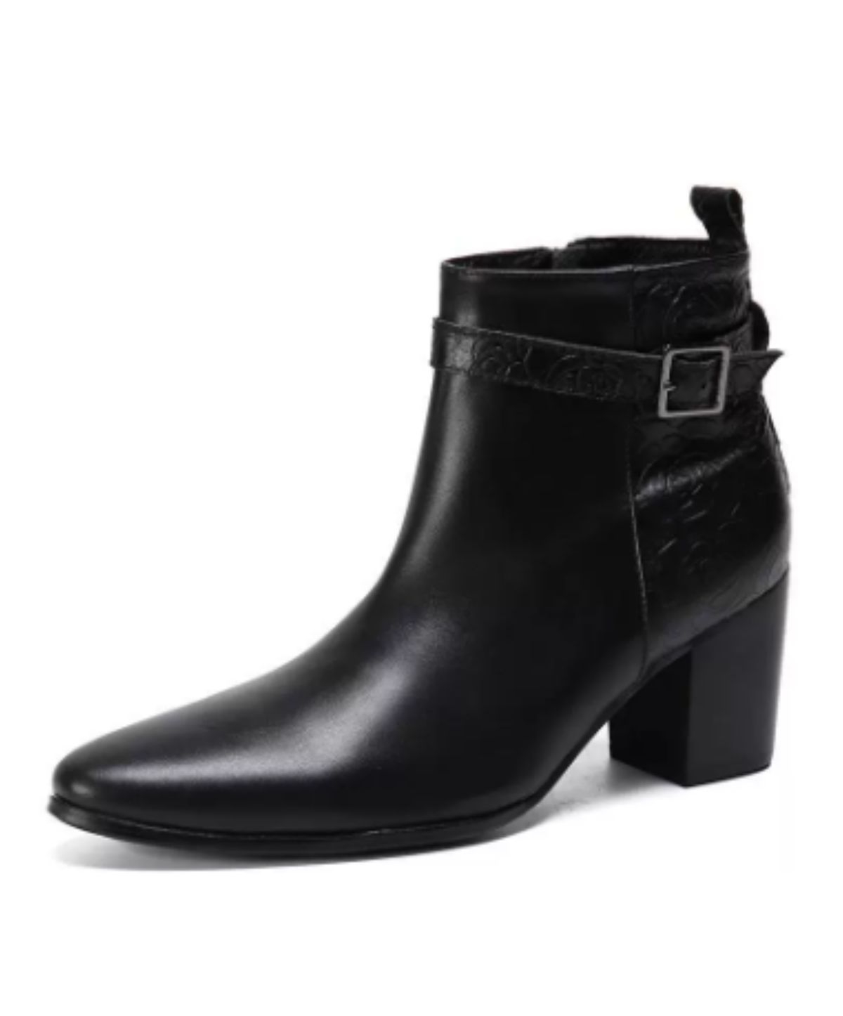 pointed-toe strap belt boots EN3175