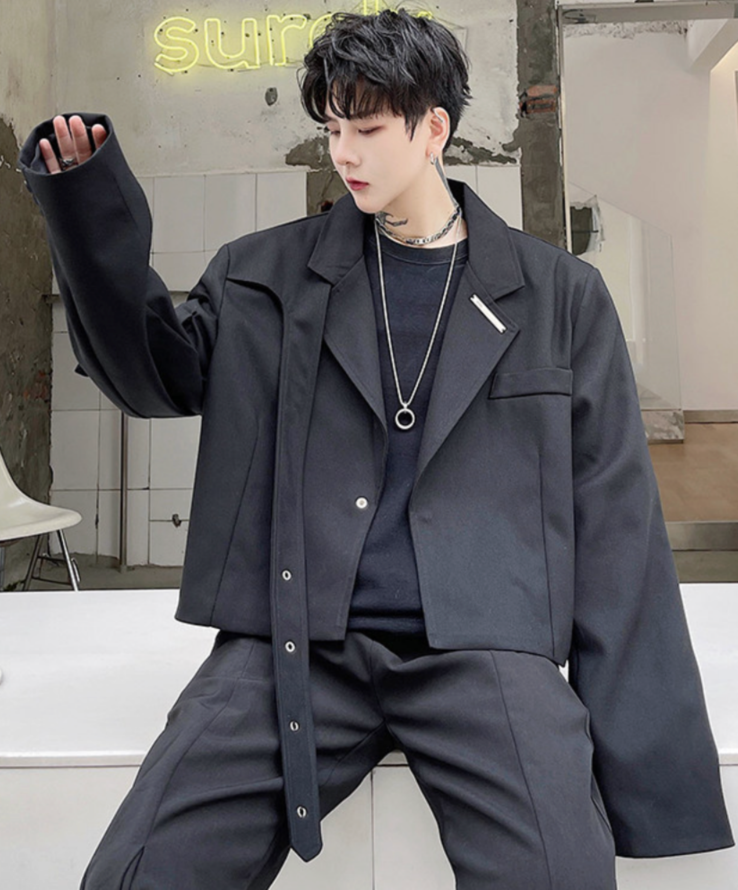 dark short blazer style jacket EN2672