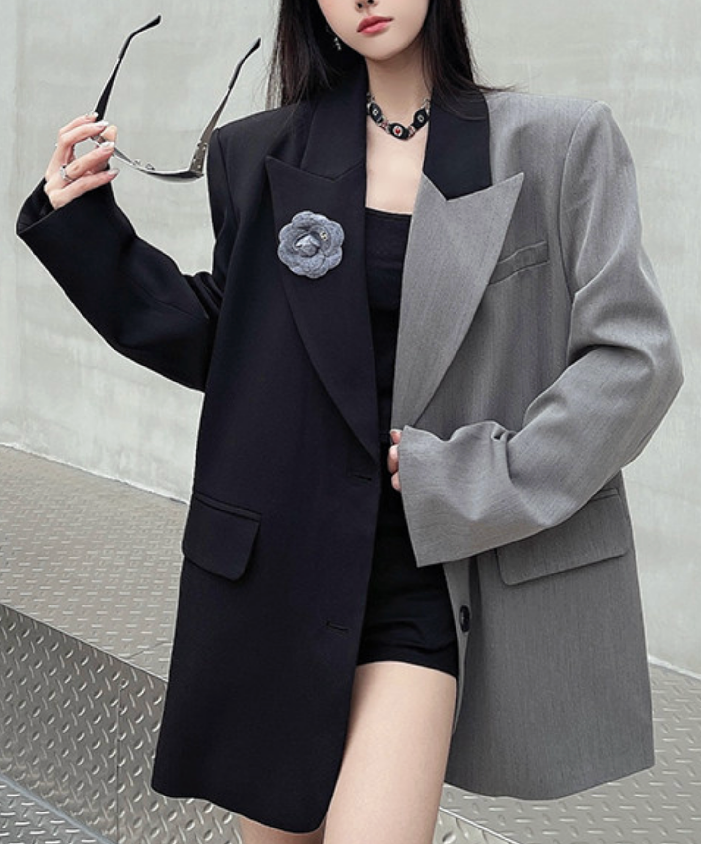 black & gray colorblock jacket EN2766