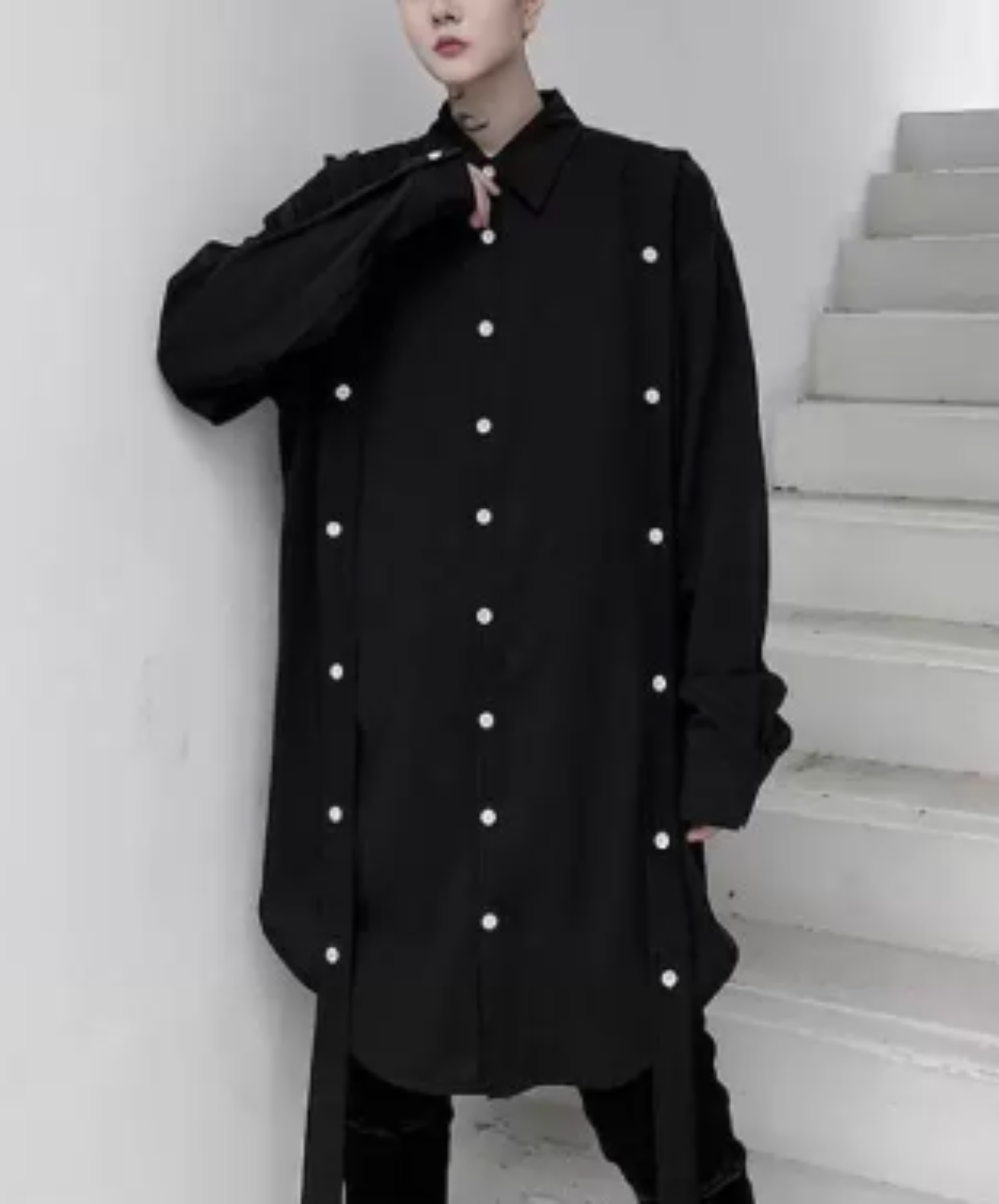 long belt with button detail long shirt EN3107