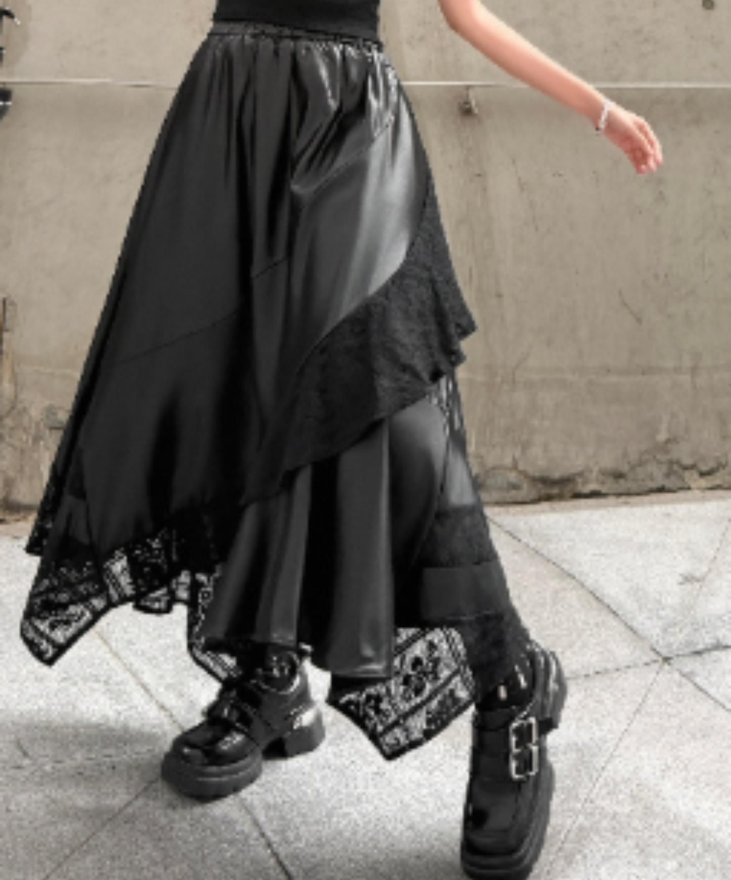 Irregular patchwork midi skirt EN2954