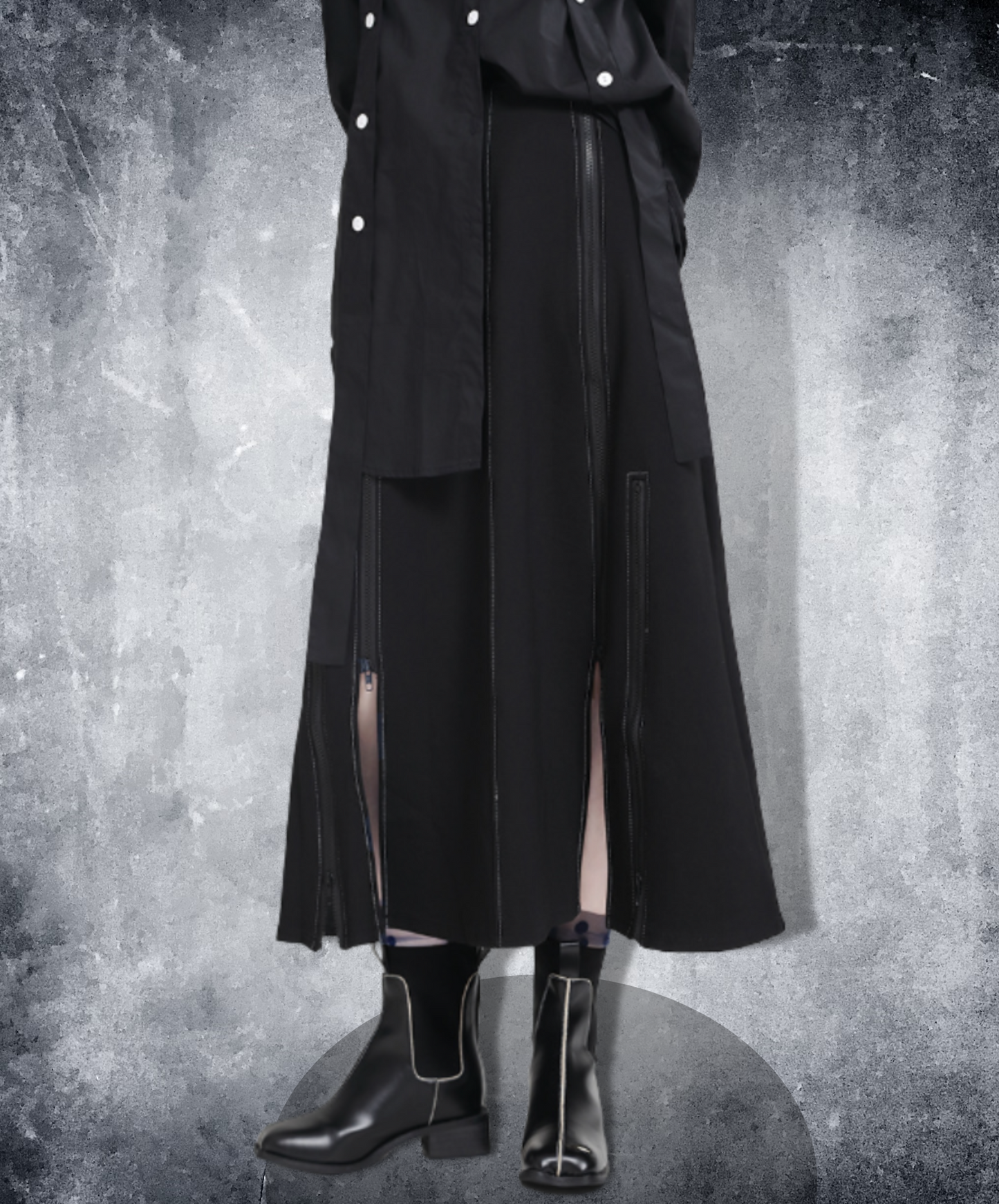 【style29】dark mode outfit set EN1045（ t-shirt+ skirt + boots set）