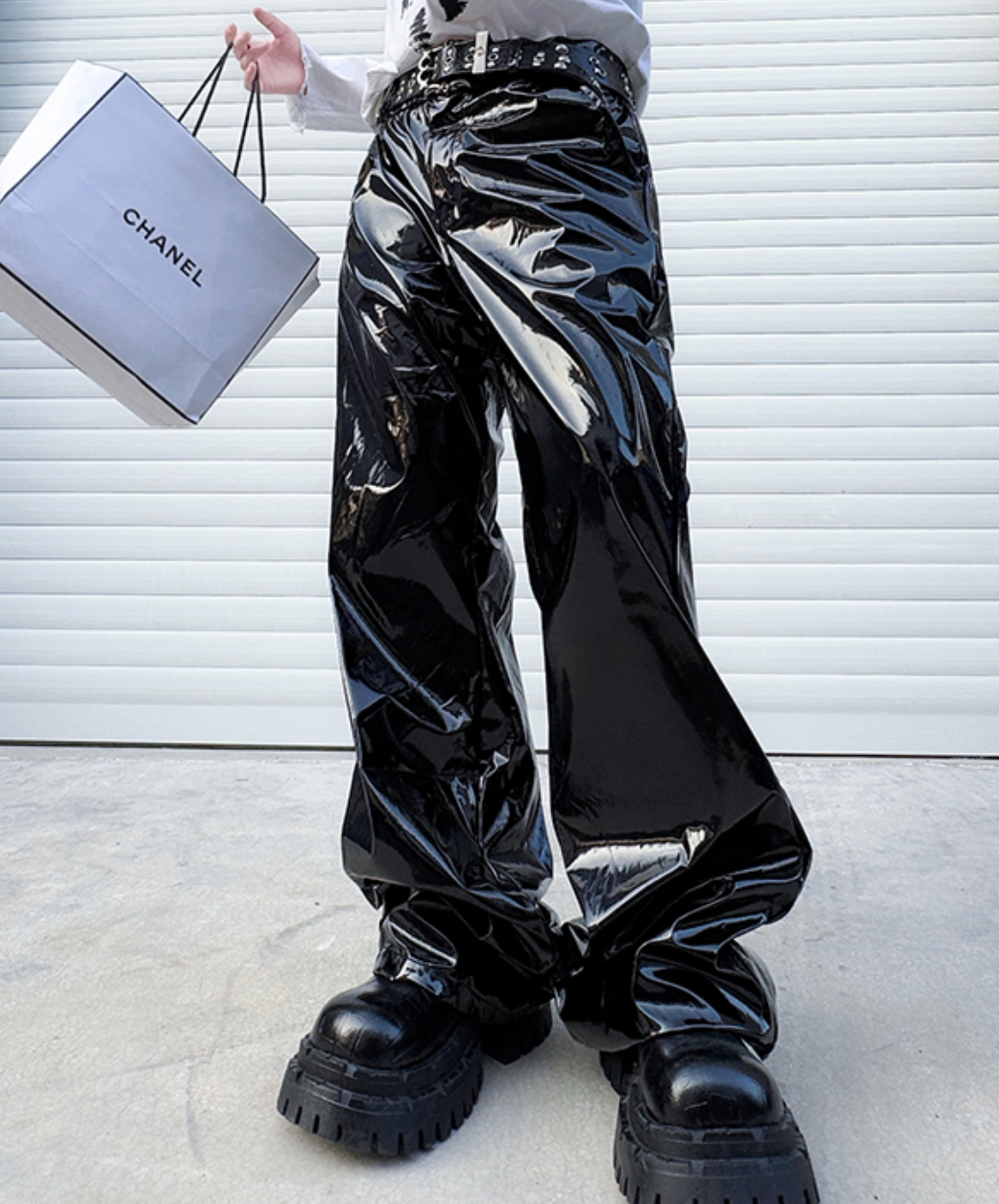 pu glossy casual pants EN2502