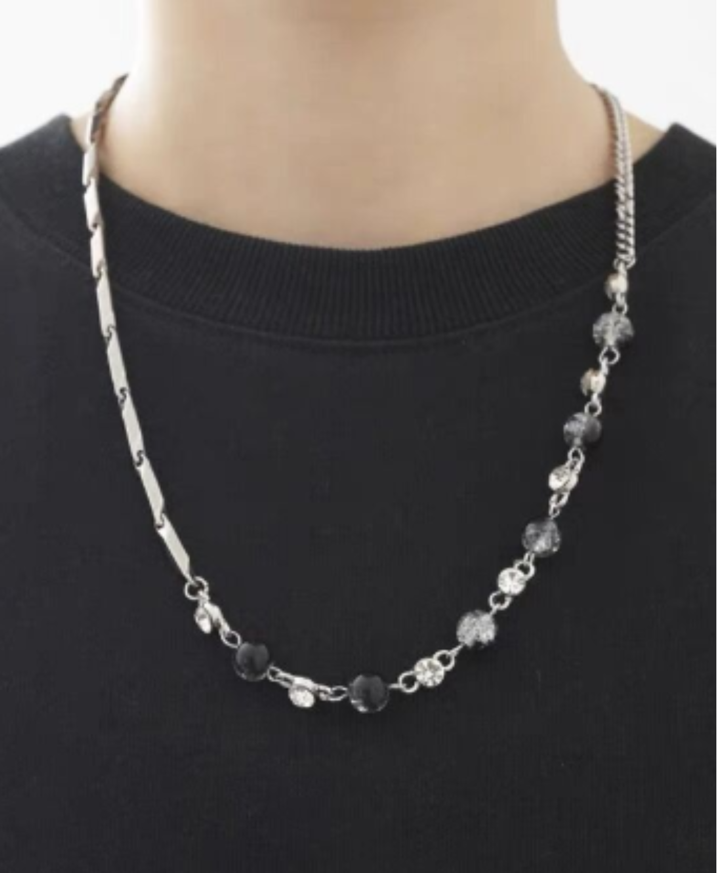 silver chain clear parts necklace EN2930
