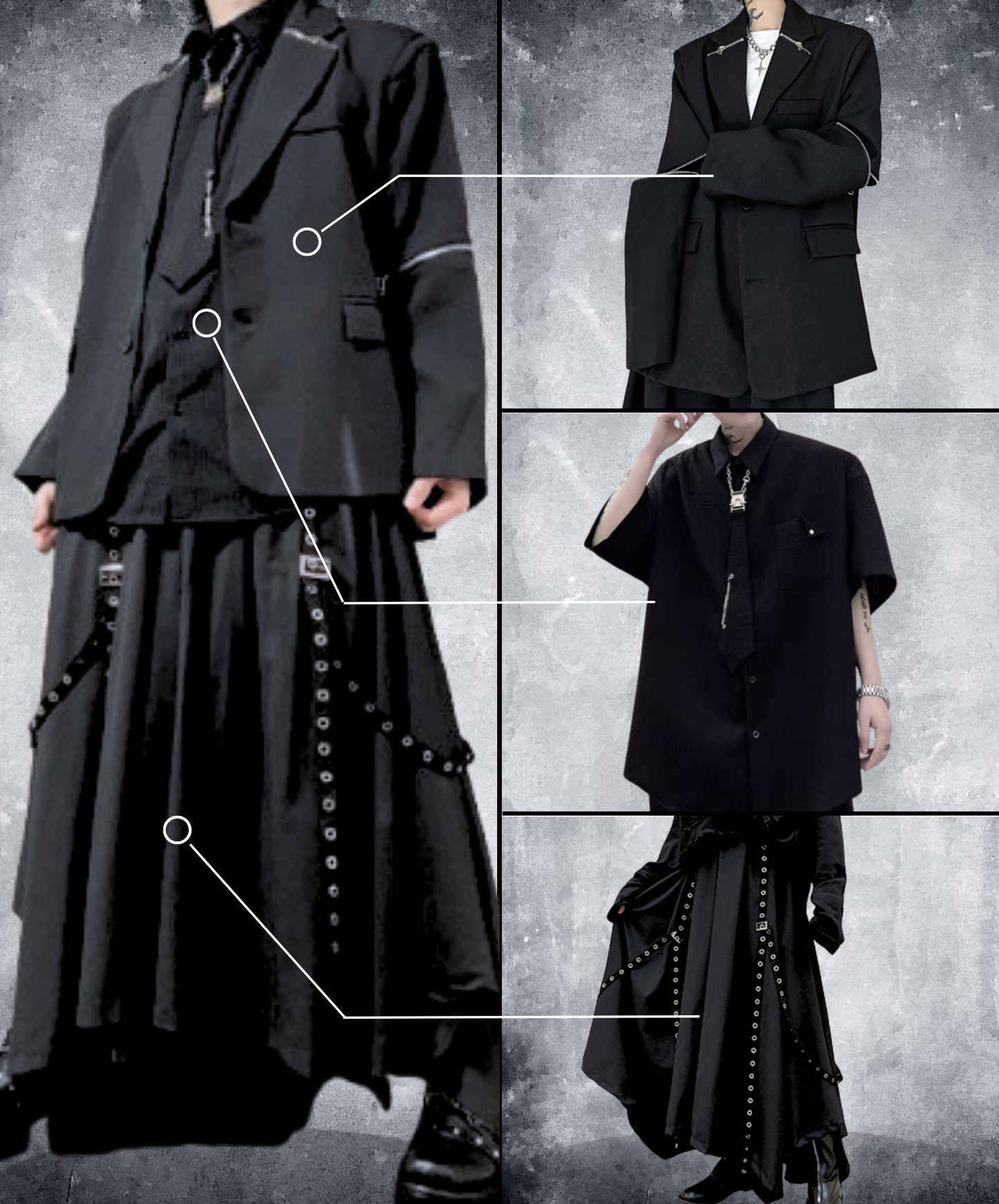 【style77】dark mode outfit set EN2533（jacket + shirt + pants set）