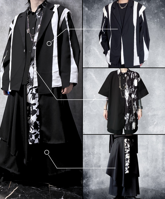 【style92】dark mode outfit set EN2821（jacket + shirt + pants set）
