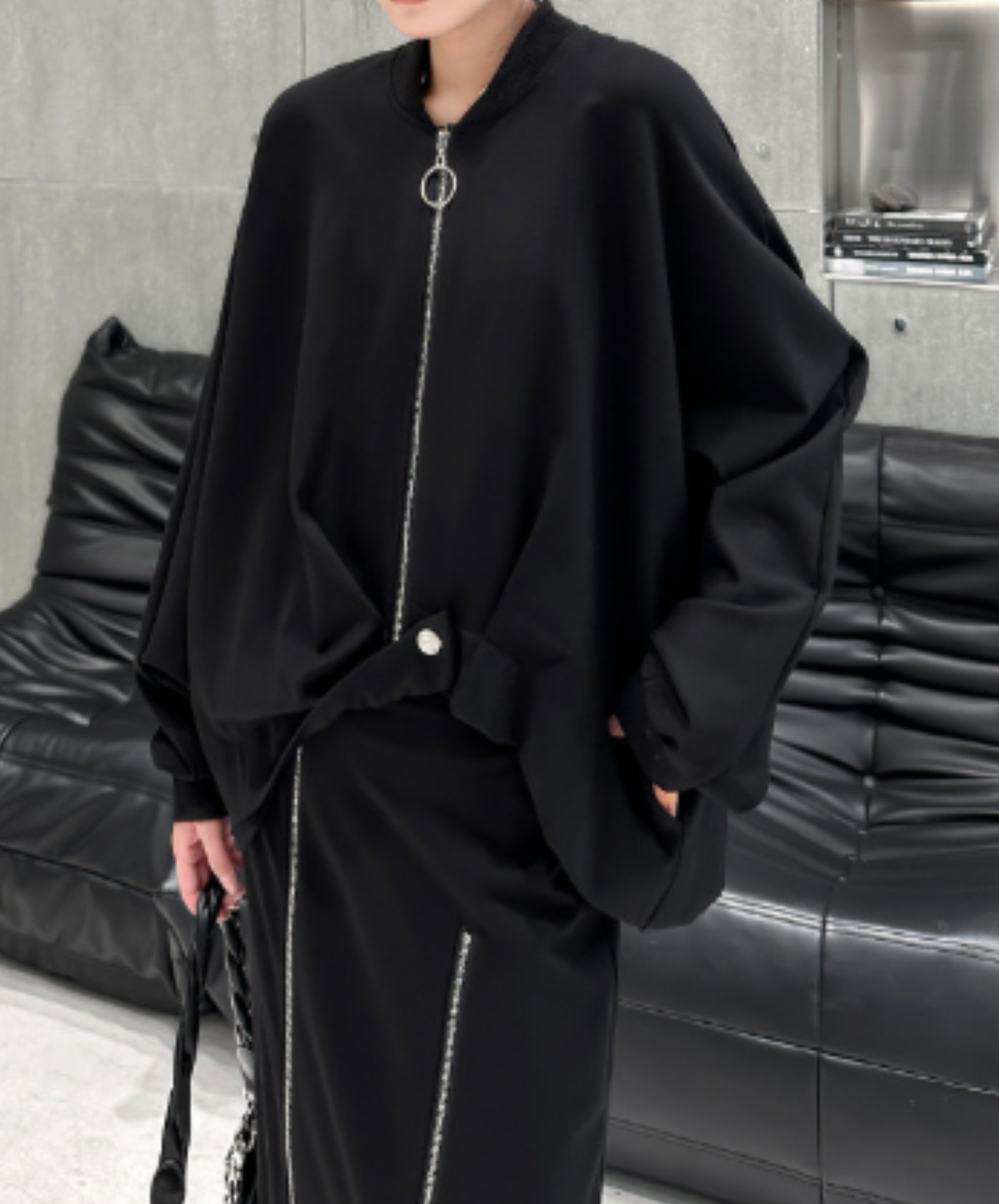 cropped length with ring zipper jacket EN3110