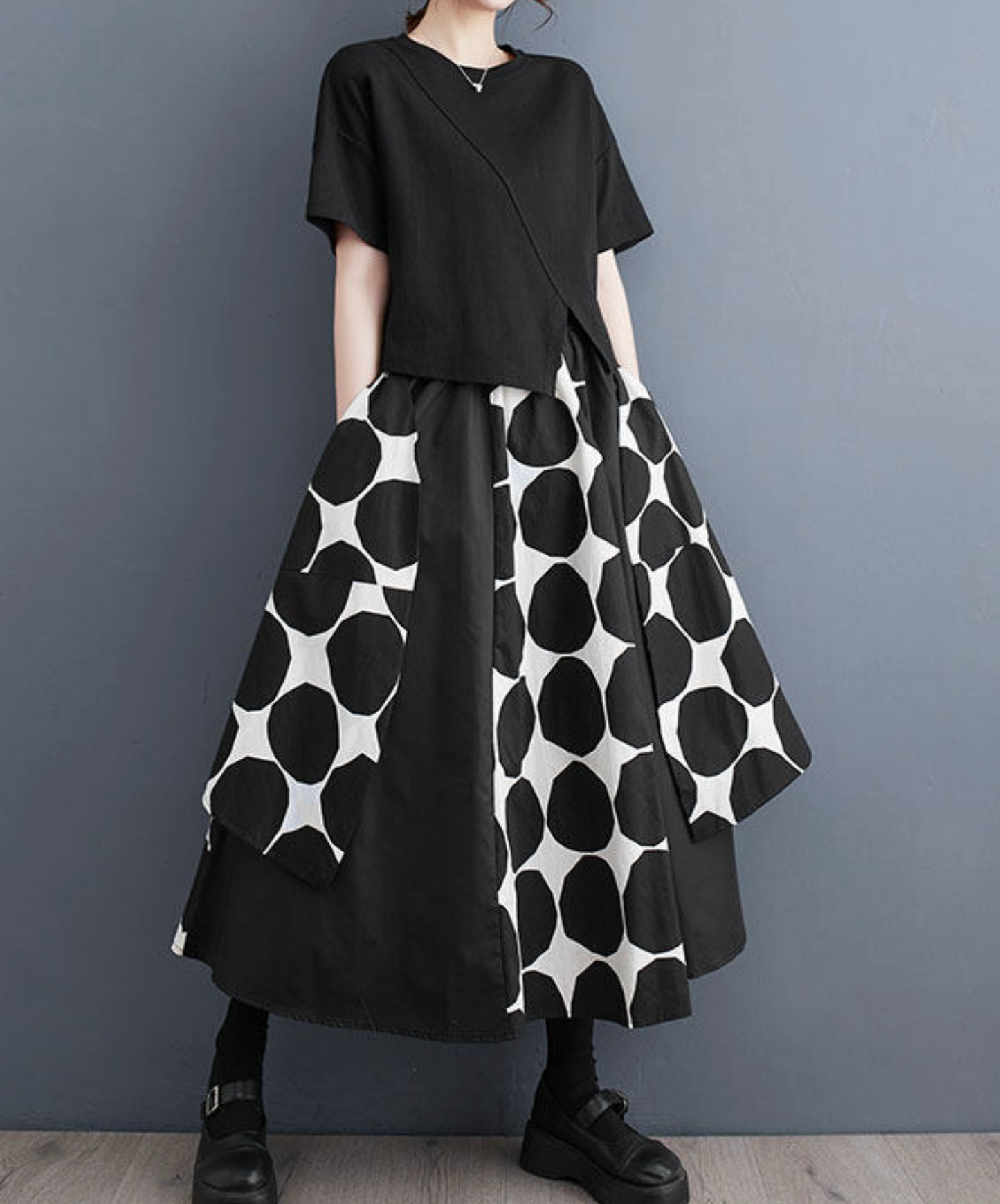 large polka dot monochrome wide pants EN2771