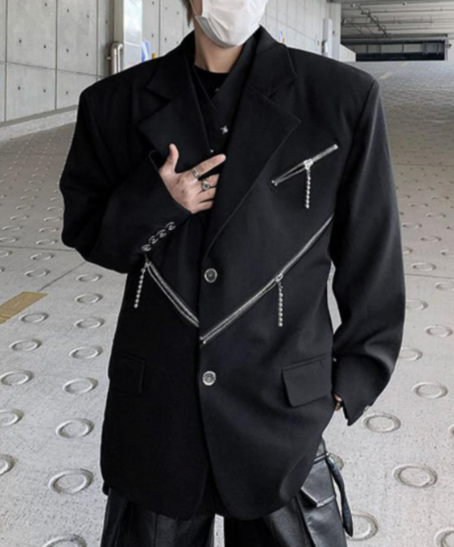 【style79】dark mode outfit set EN2535（jacket + shirt + pants set）