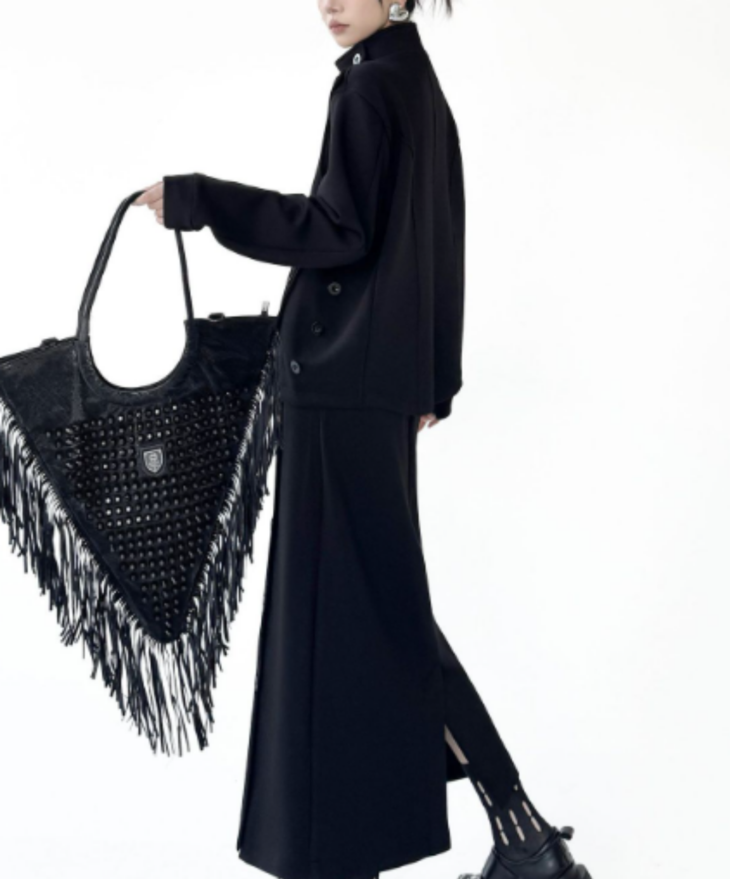 asymmetric high-neck design sweatshirt EN3149