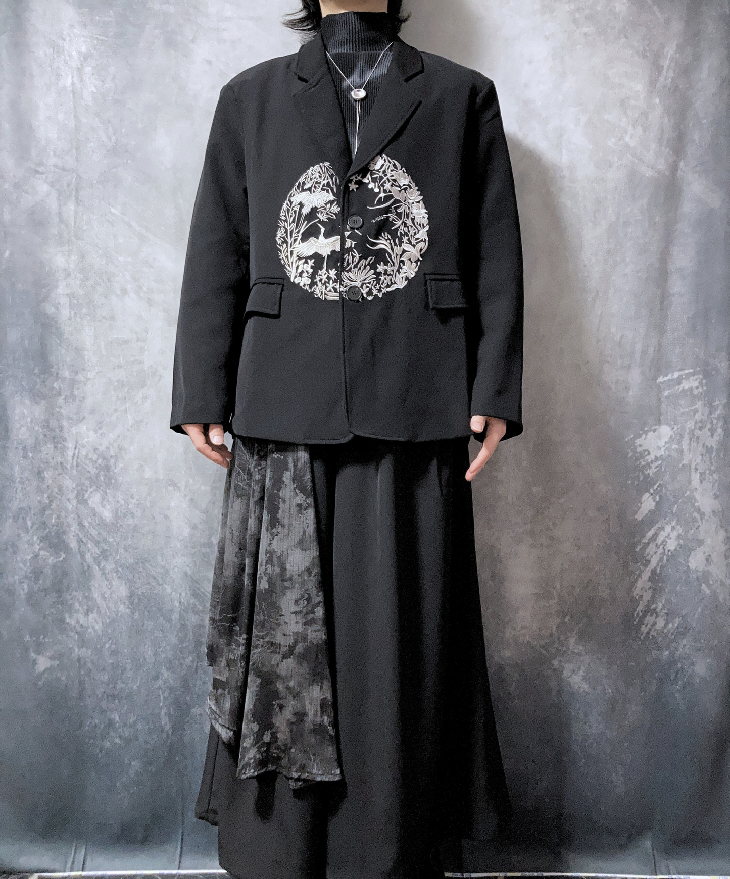 【style70】dark mode outfit set EN1909（jacket + sweater + pants set）