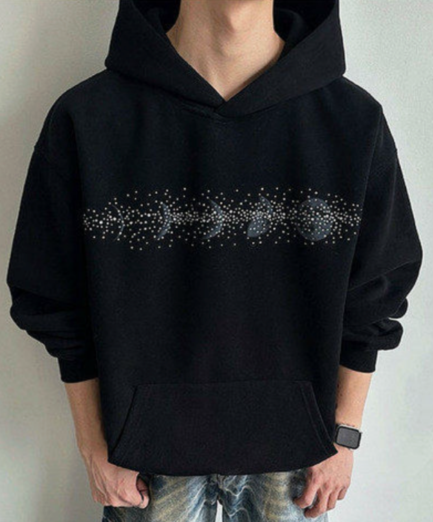 moon rhinestone loose hoodie EN2690