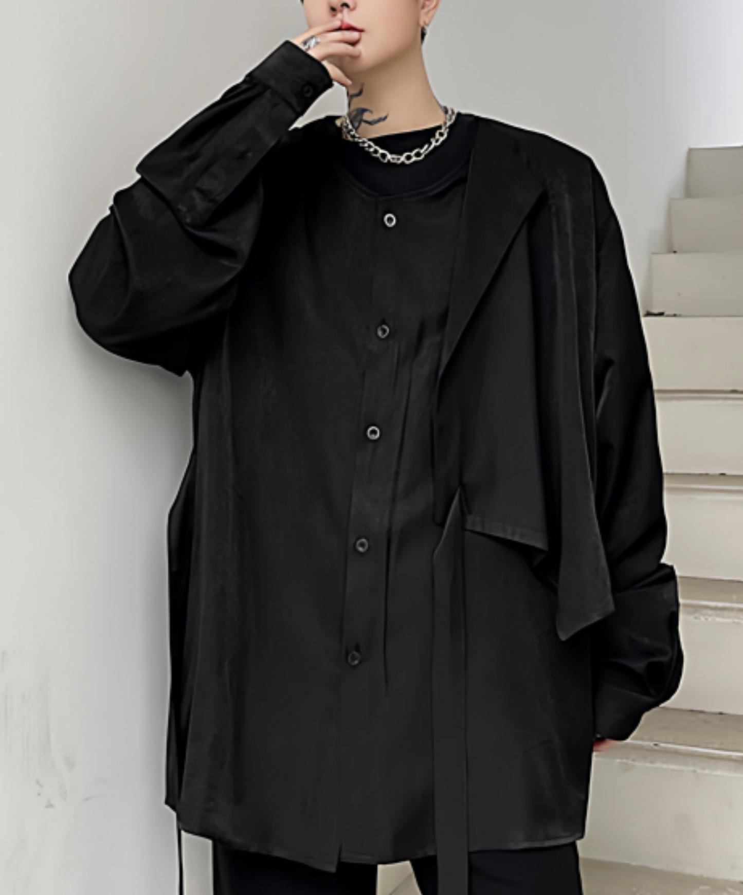 dark asymmetrical front shirt EN2763