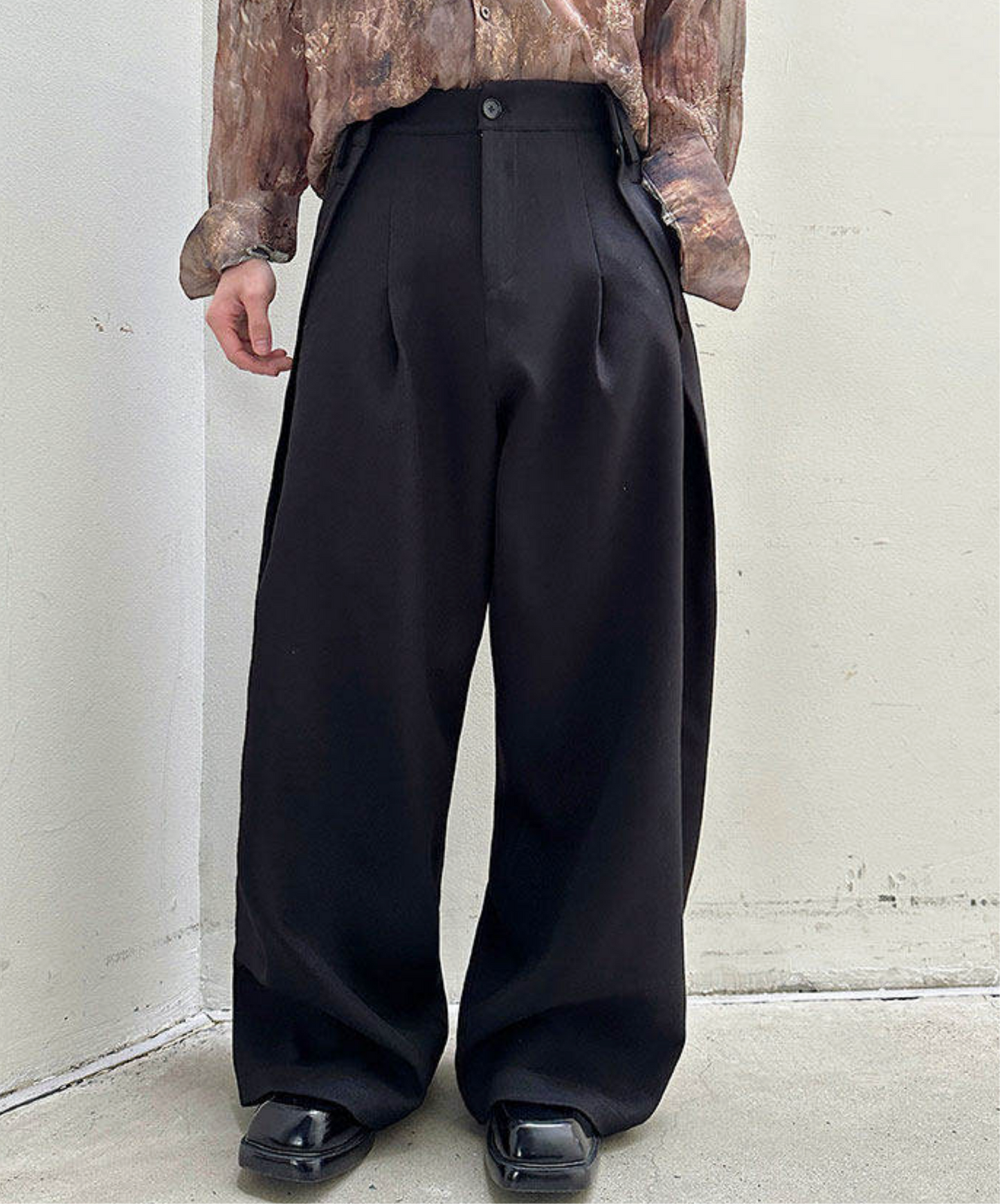 mid-high waist simple wide pants EN2711