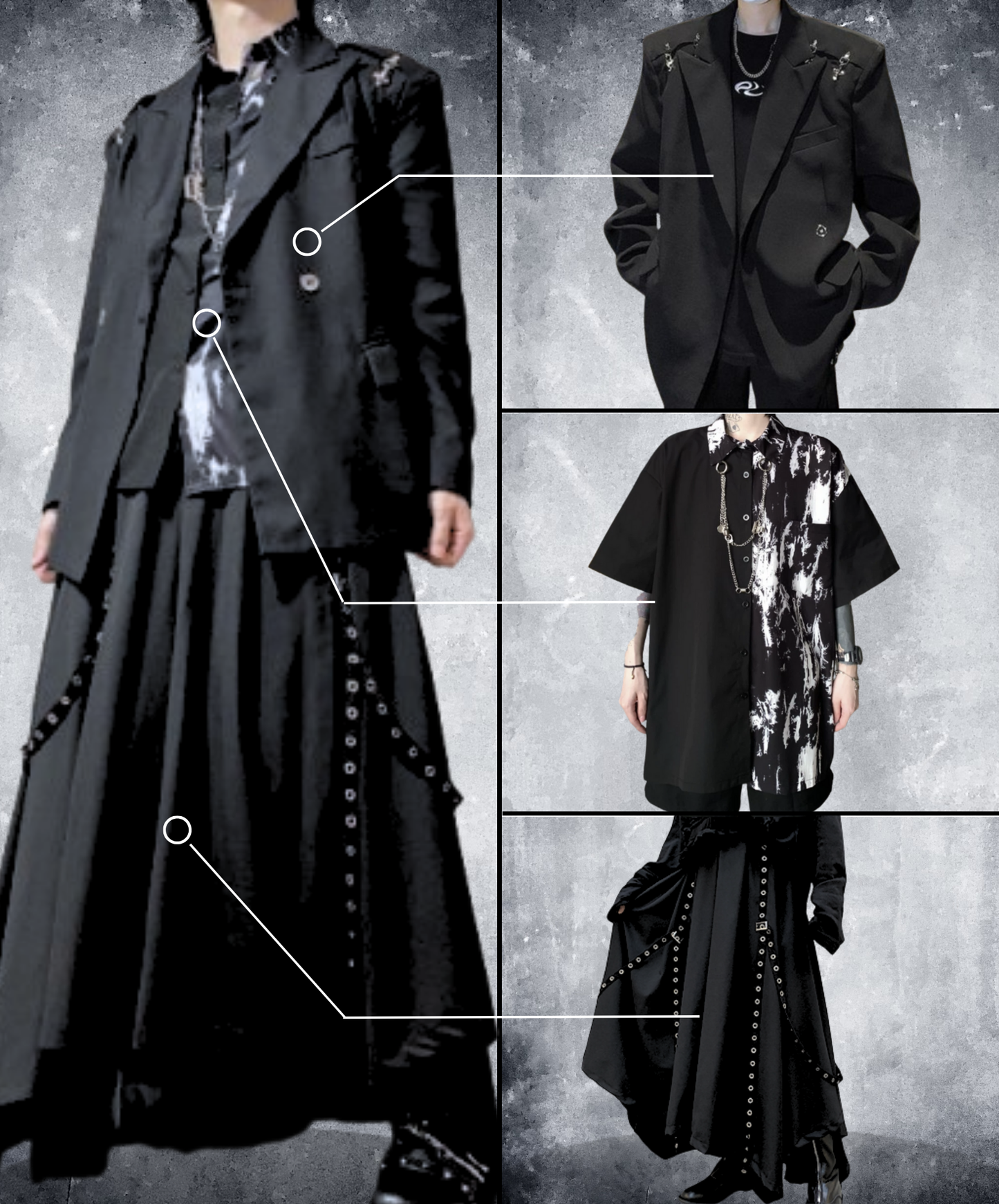 【style78】dark mode outfit set EN2534（jacket + shirt + pants set）