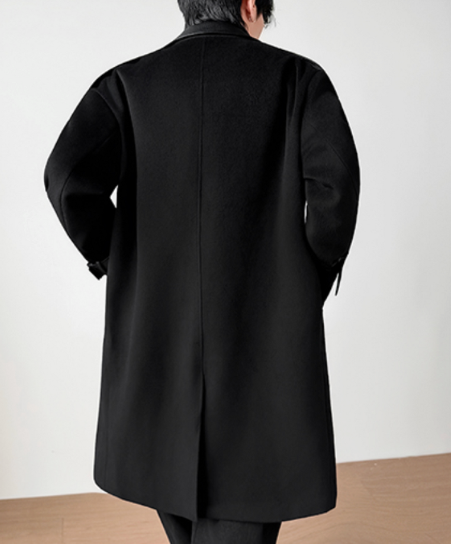 wool and leather patchwork coat EN2548