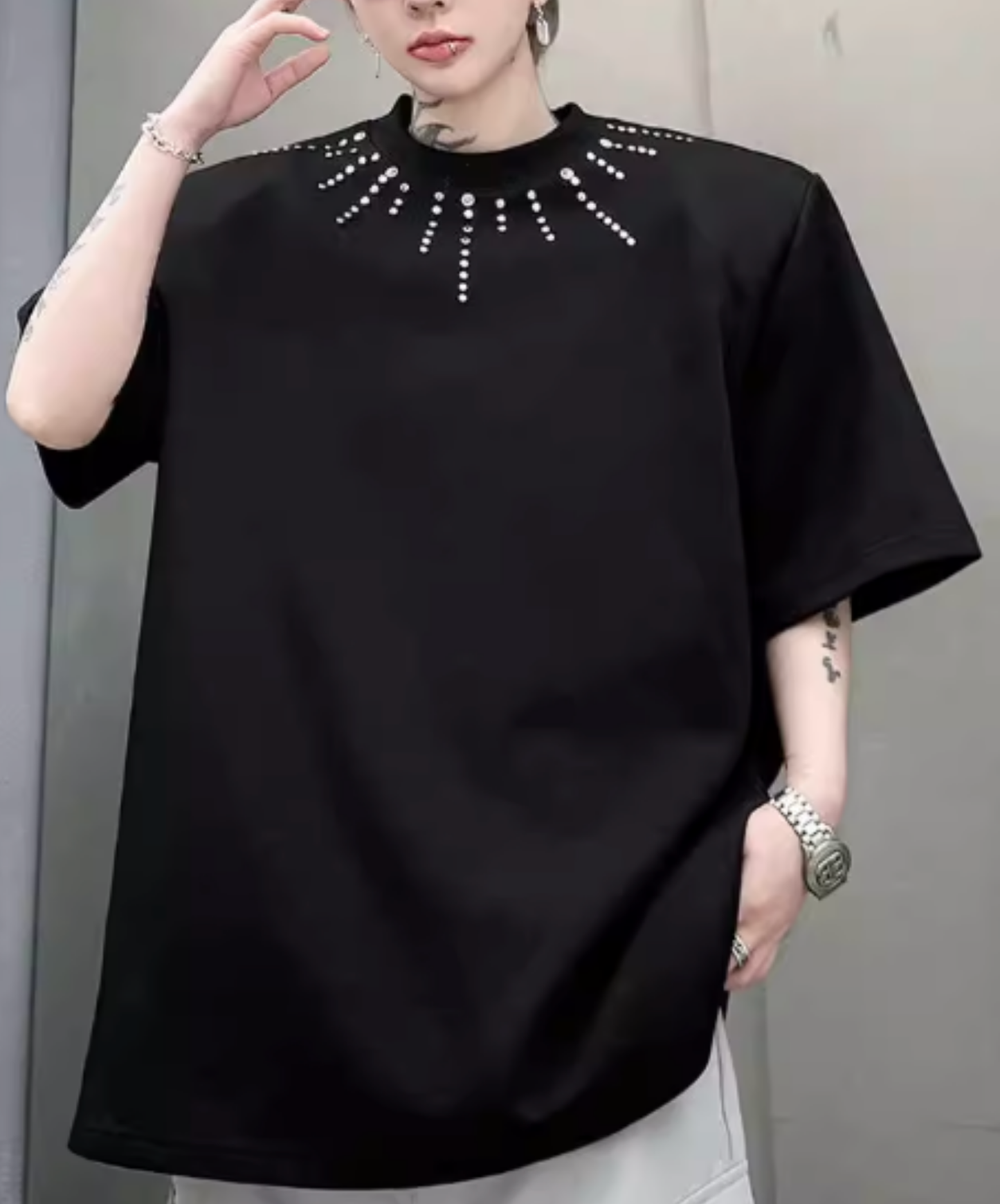 beaded meteor design t-shirt EN2826