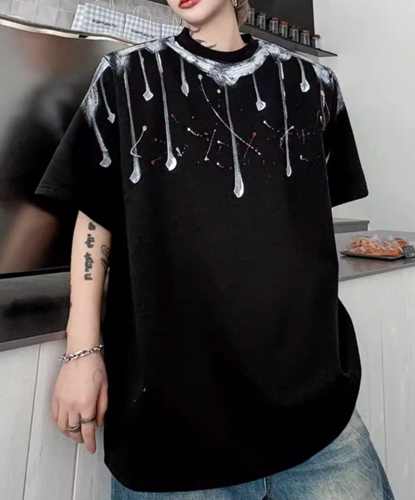 splatter print short-sleeved t-shirt EN2823