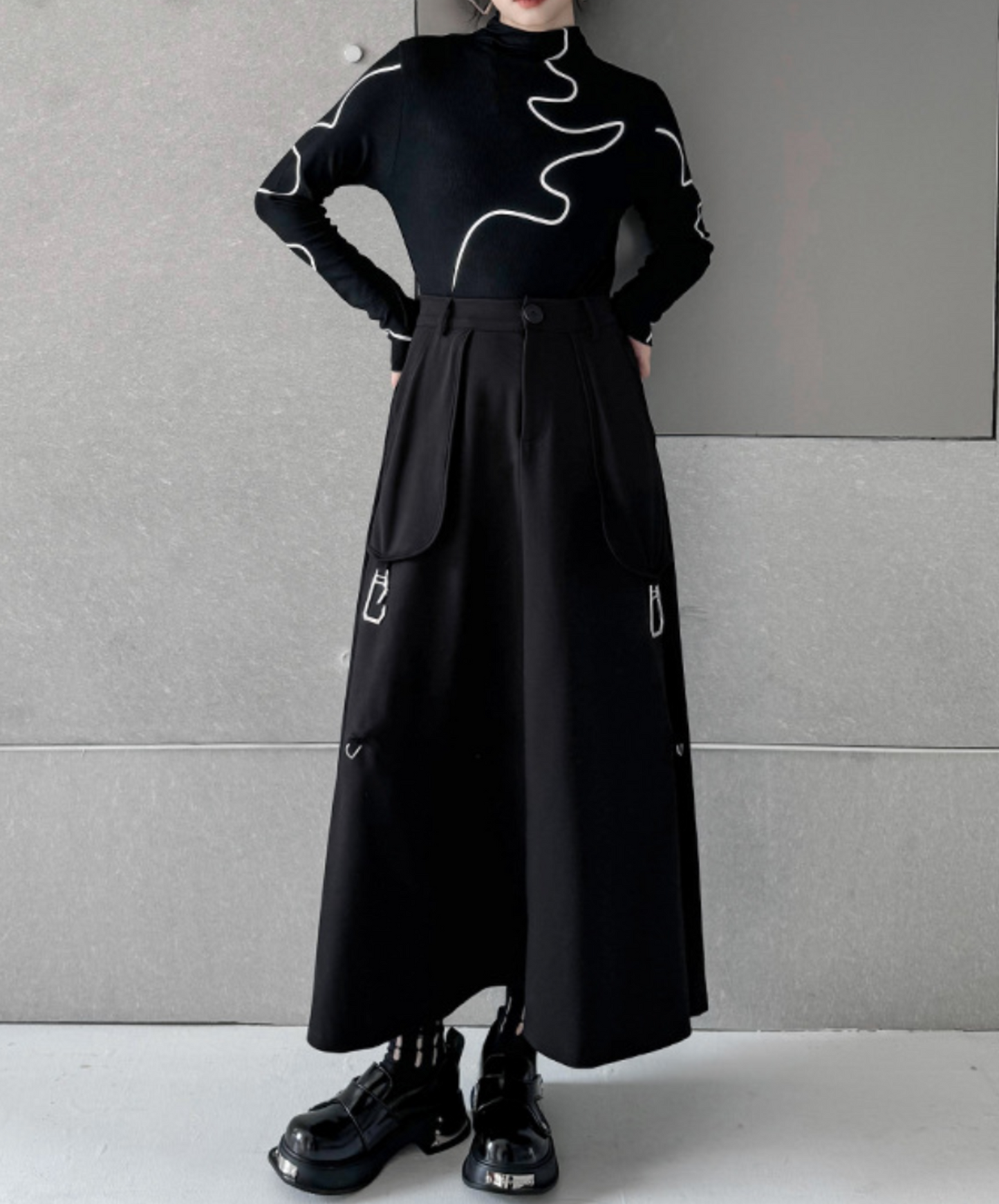 big pocket with buckle long skirt EN1637