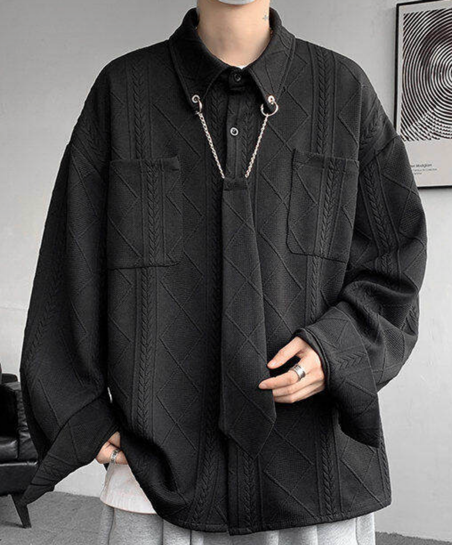 aran-style jacquard shirt EN2745