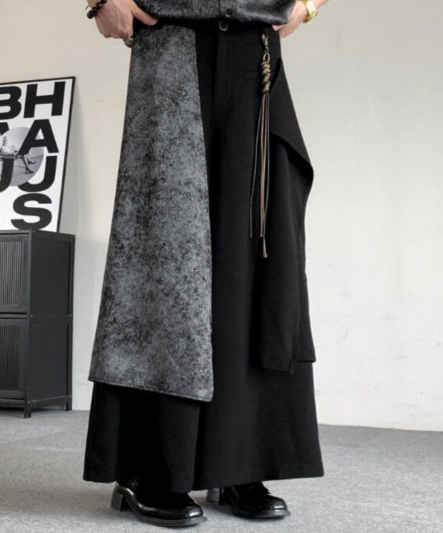 dark wide leg drape pants EN2569