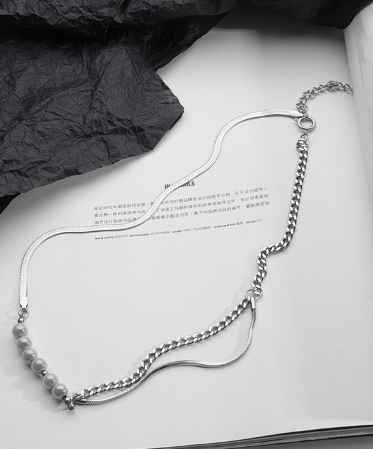 pearl double chain necklace EN2738