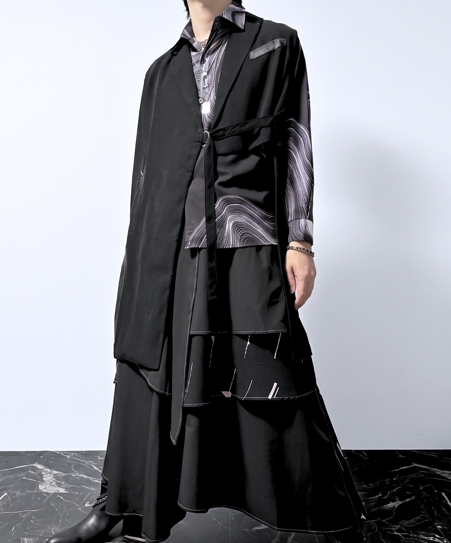 【style110】dark mode outfit set EN3186（vest + shirt + skirt set）