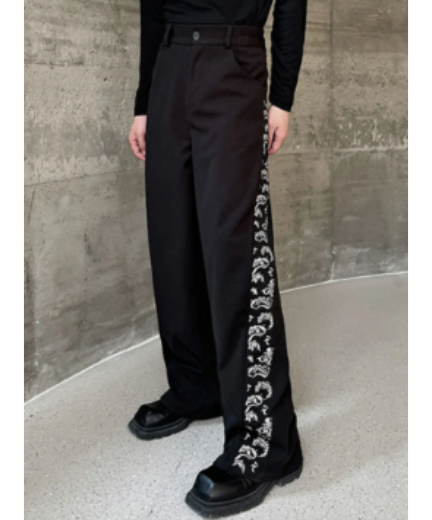 chinese-style embroidered straight leg pants EN2913