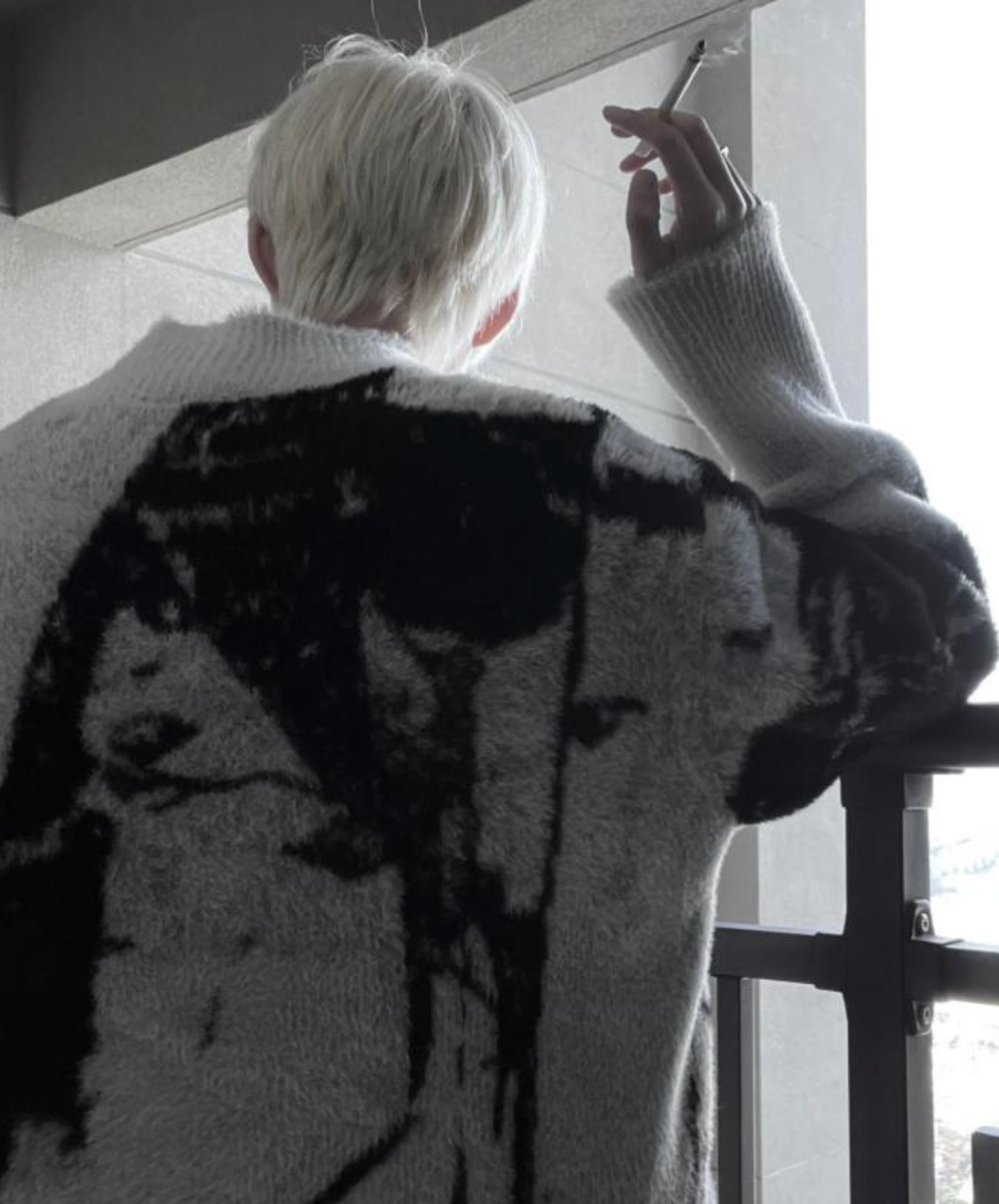 retro gradient double zipper sweater EN2516