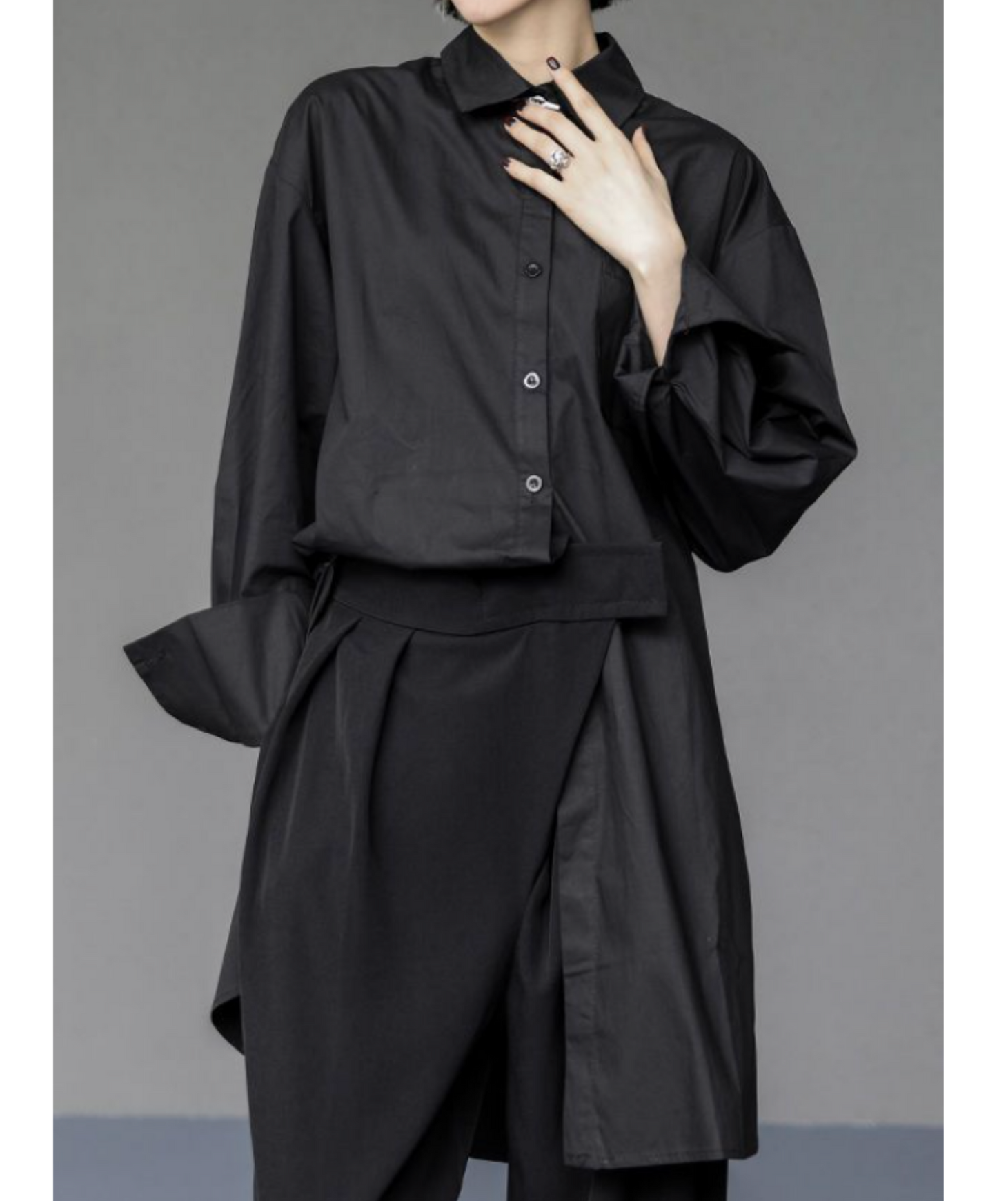 dark Irregular button slits shirt EN2854