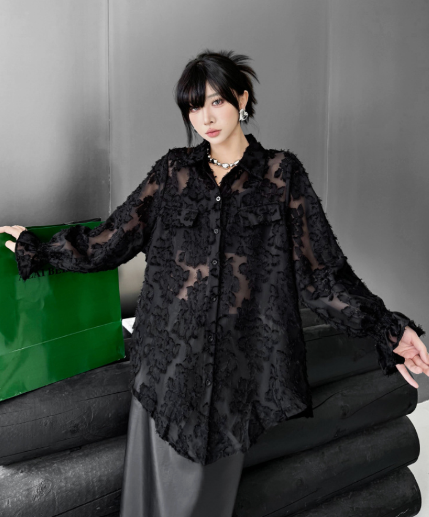 european style 3d floral pattern shirt EN2713