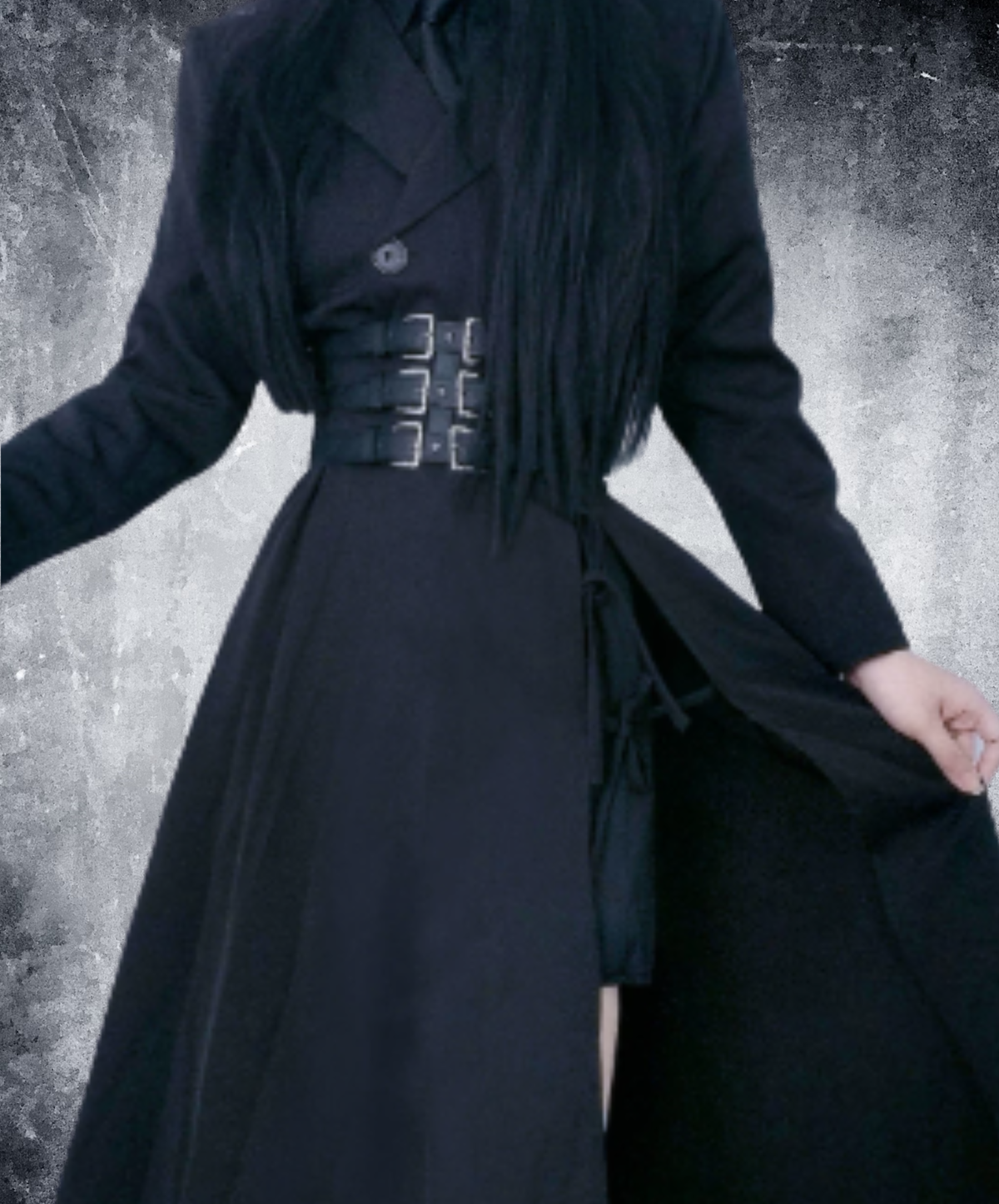 dark triple-buckle wide corset belt EN3216