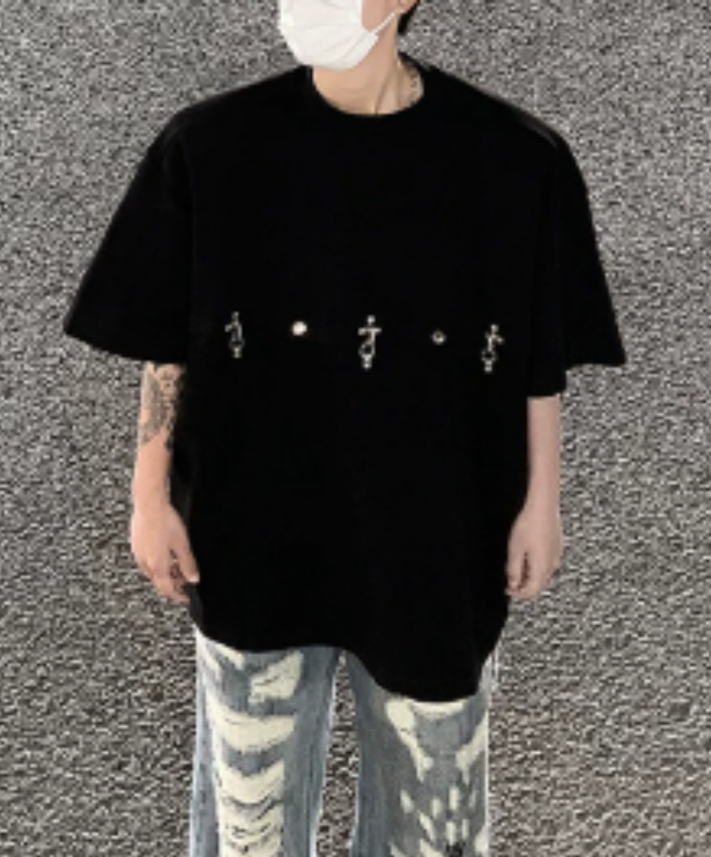 airplane-shaped buckle connector t-shirt EN2926