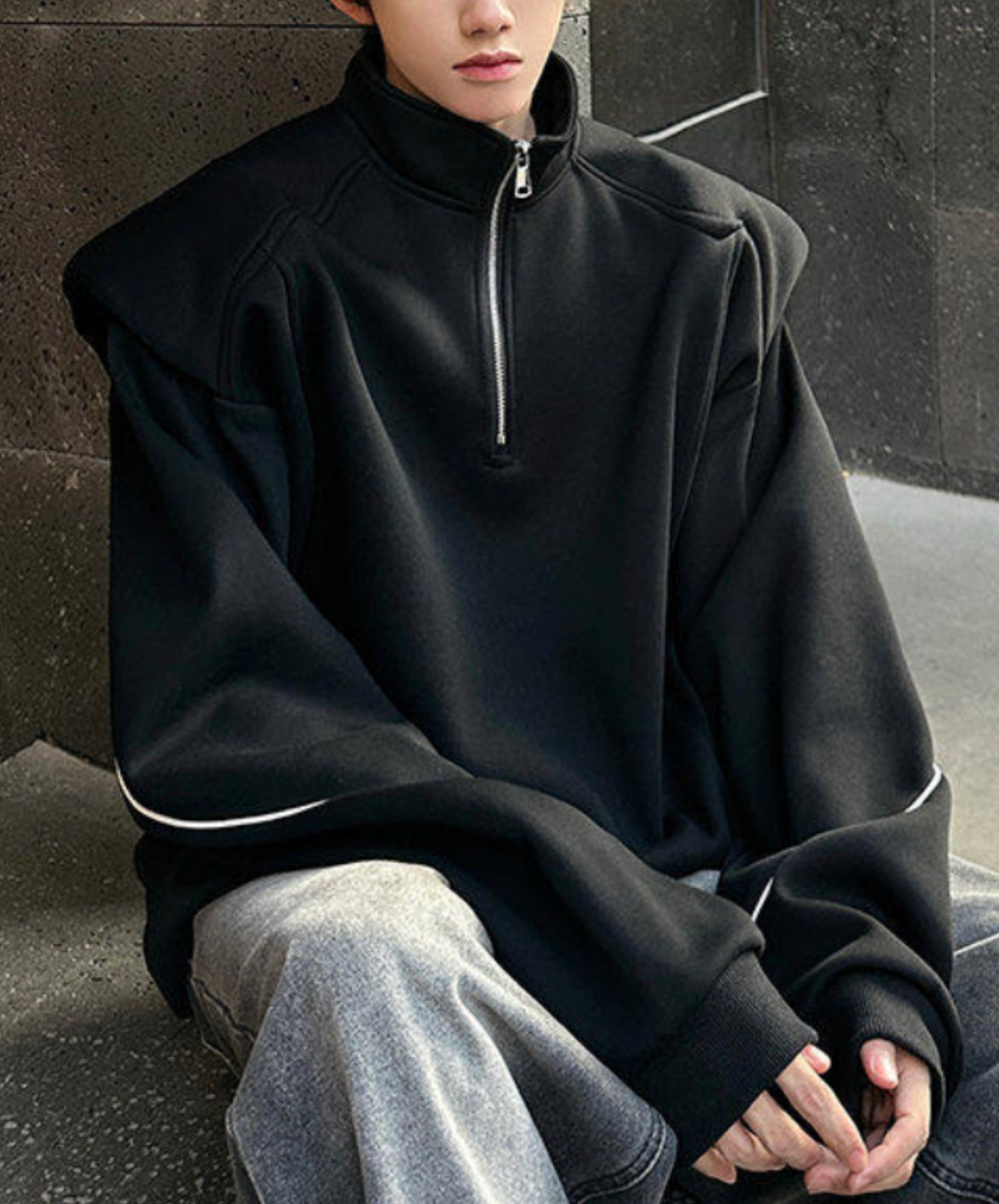 turtleneck zipper and fleece lining sweatshirt EN2683