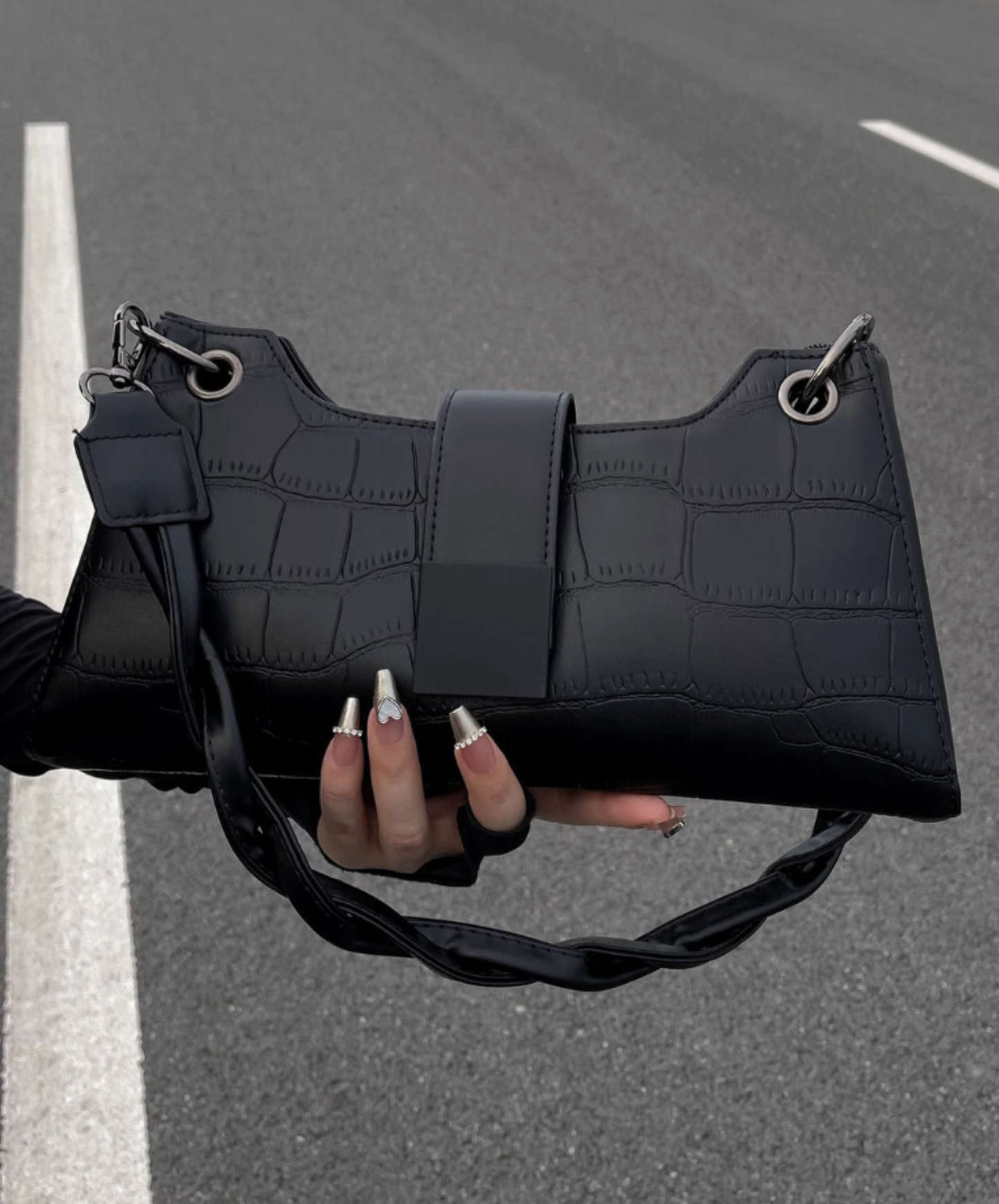 crocodile pattern trapezoid bag EN2582