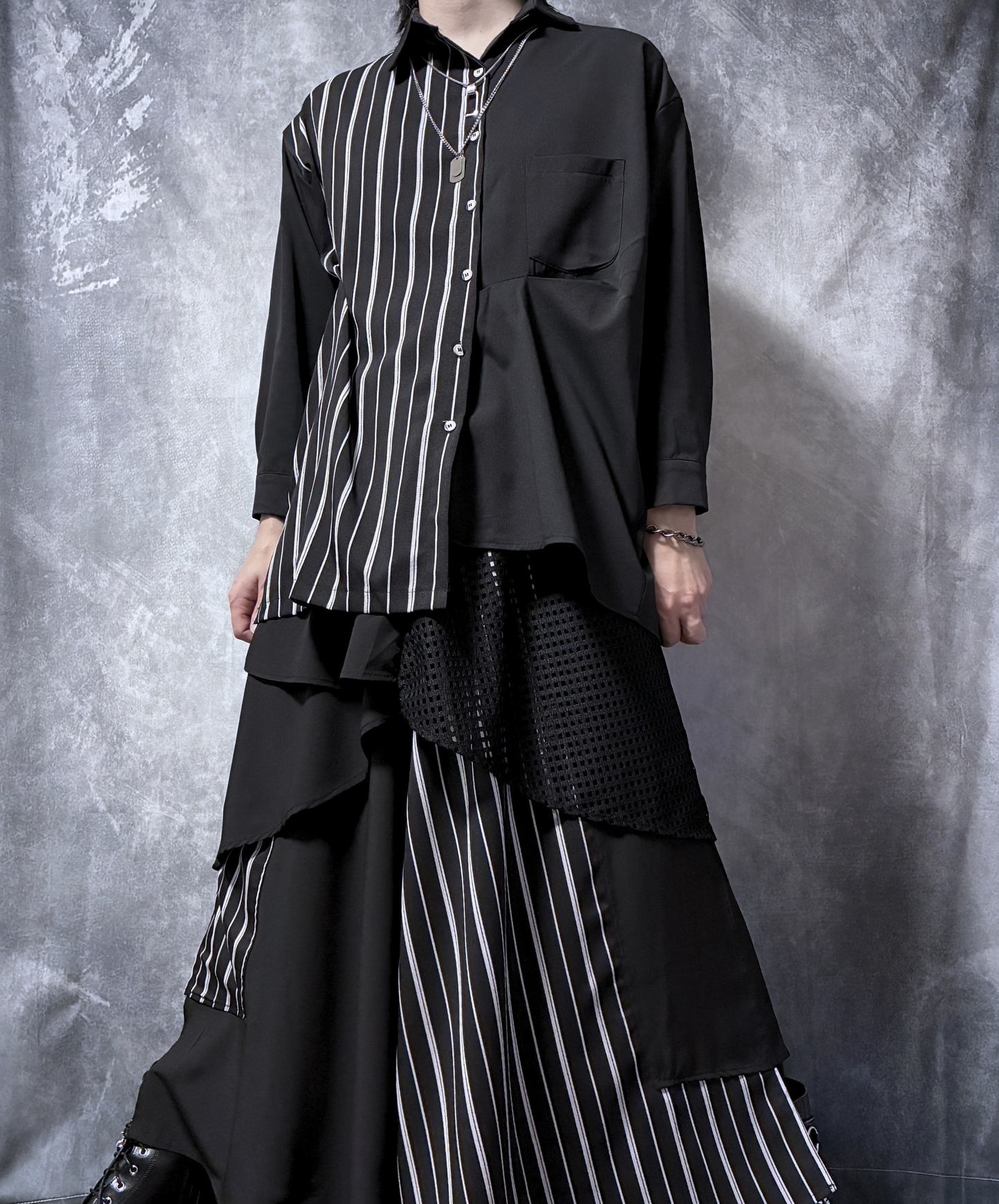 【style99】dark mode outfit set EN2948（shirt + skirt set）