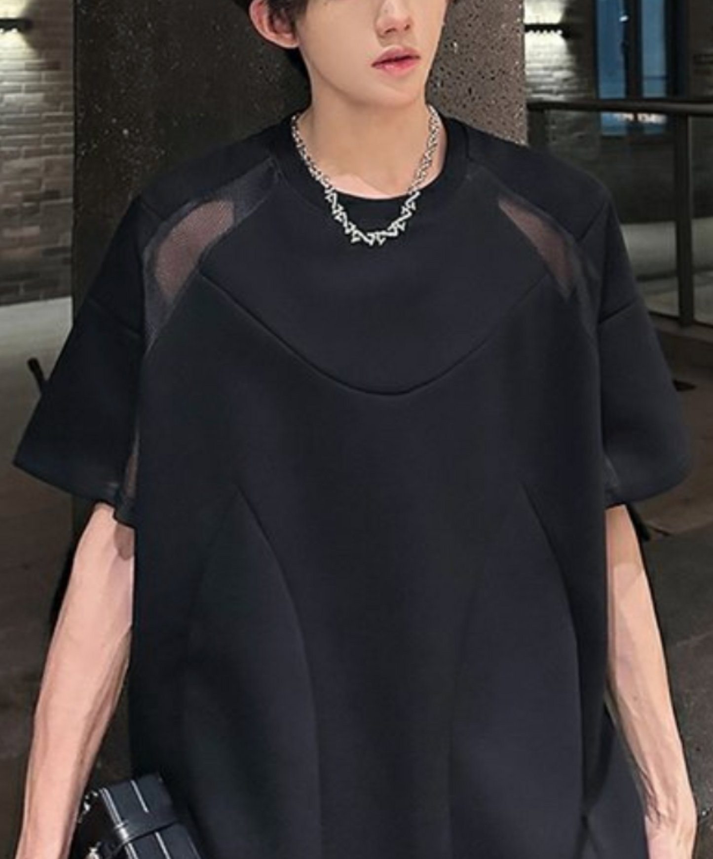 see-through shoulder line t-shirt EN2068