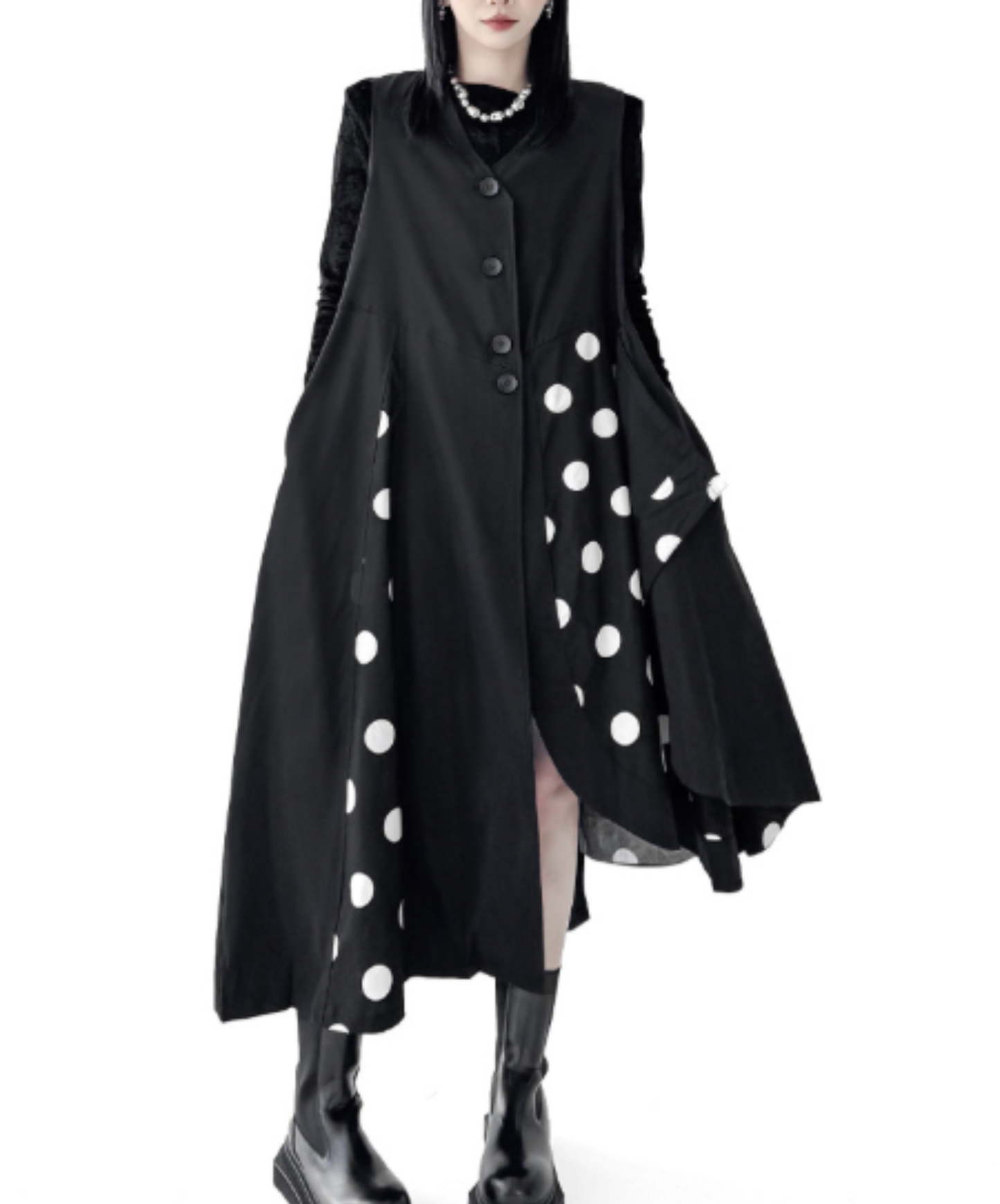 asymmetrical v-neck mid-length top vest  EN3051