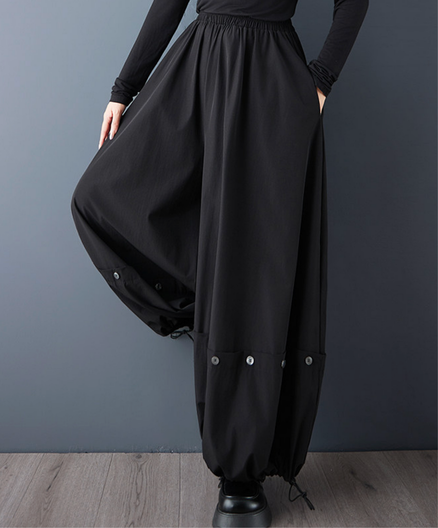 button-down tulip style wide pants EN2707