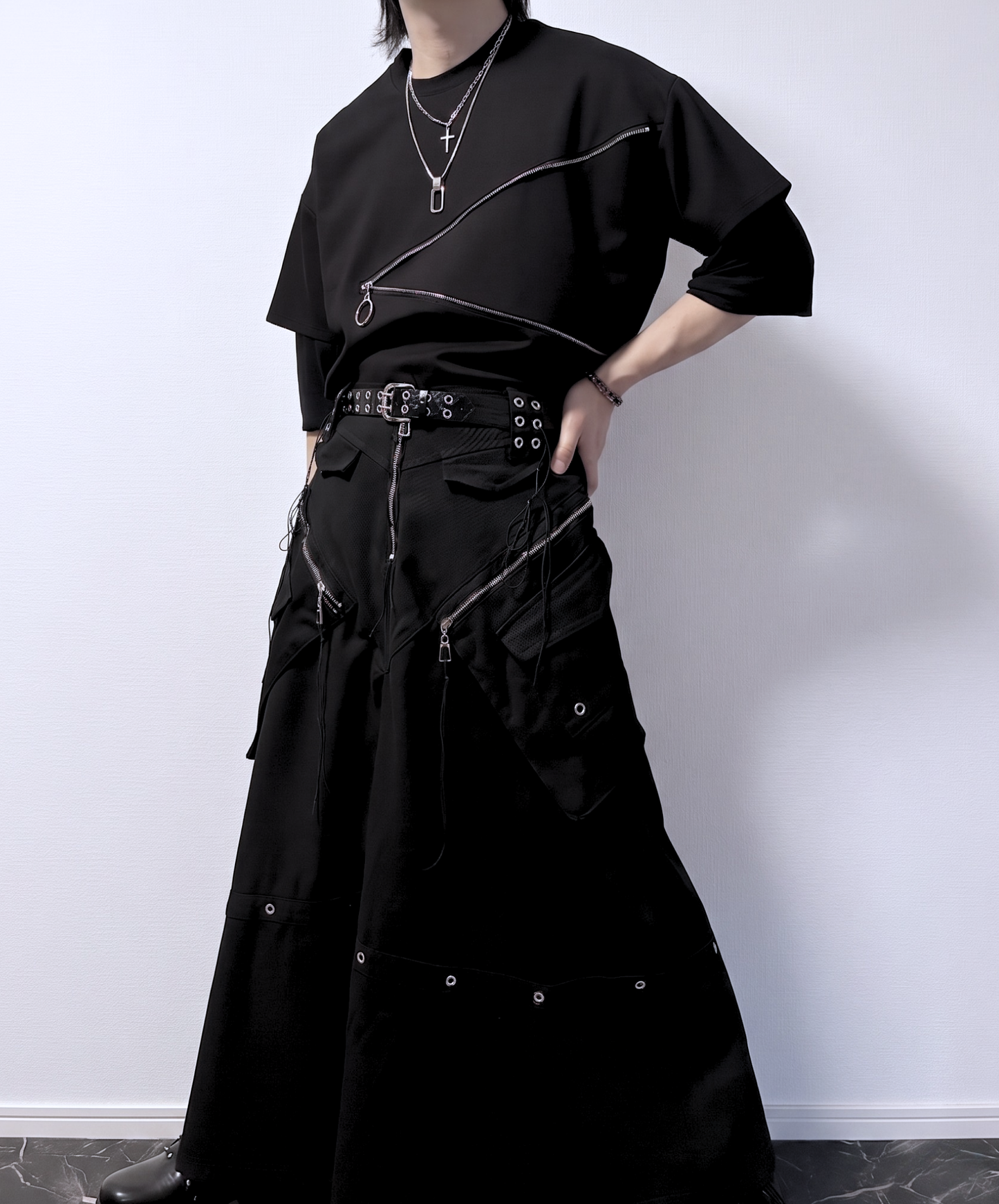 【style104】dark mode outfit set EN3043（t-shirt + skirt set）