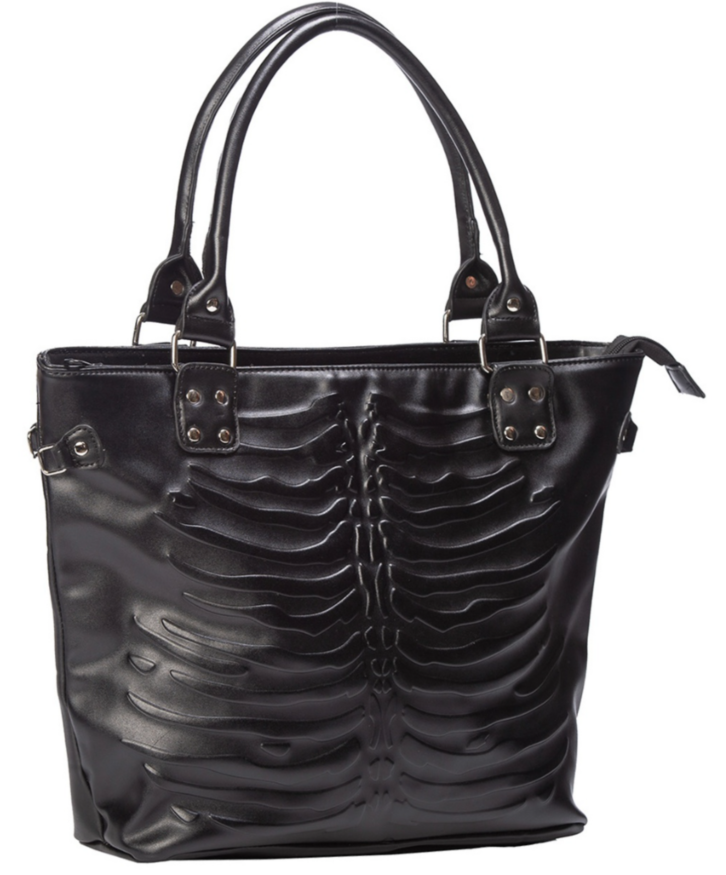 dark gothic bone embossed tote bag EN1771