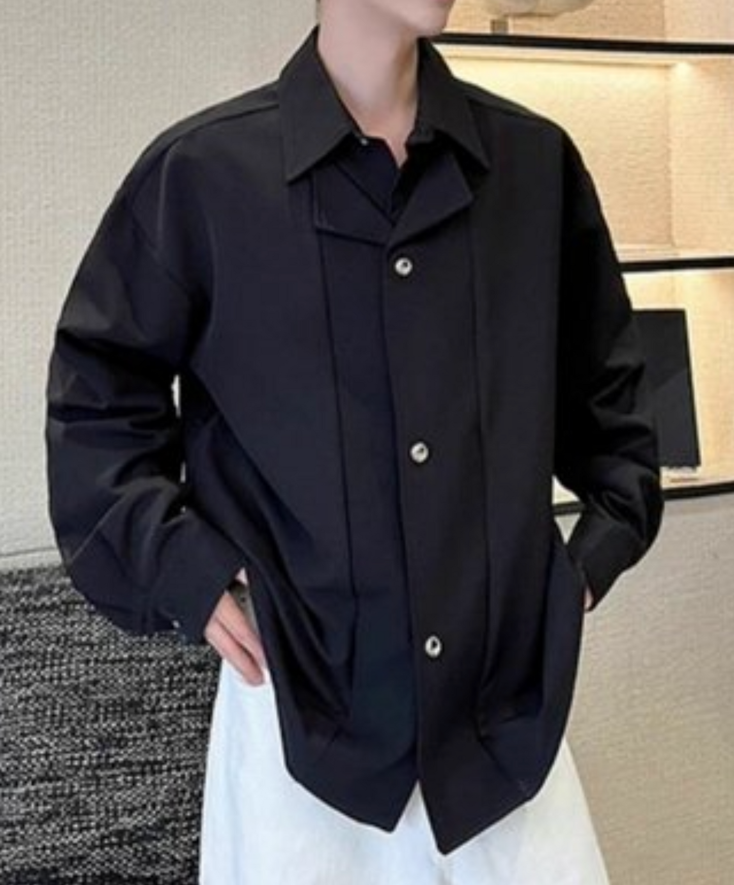 draped fake two-piece suit shirt EN2452